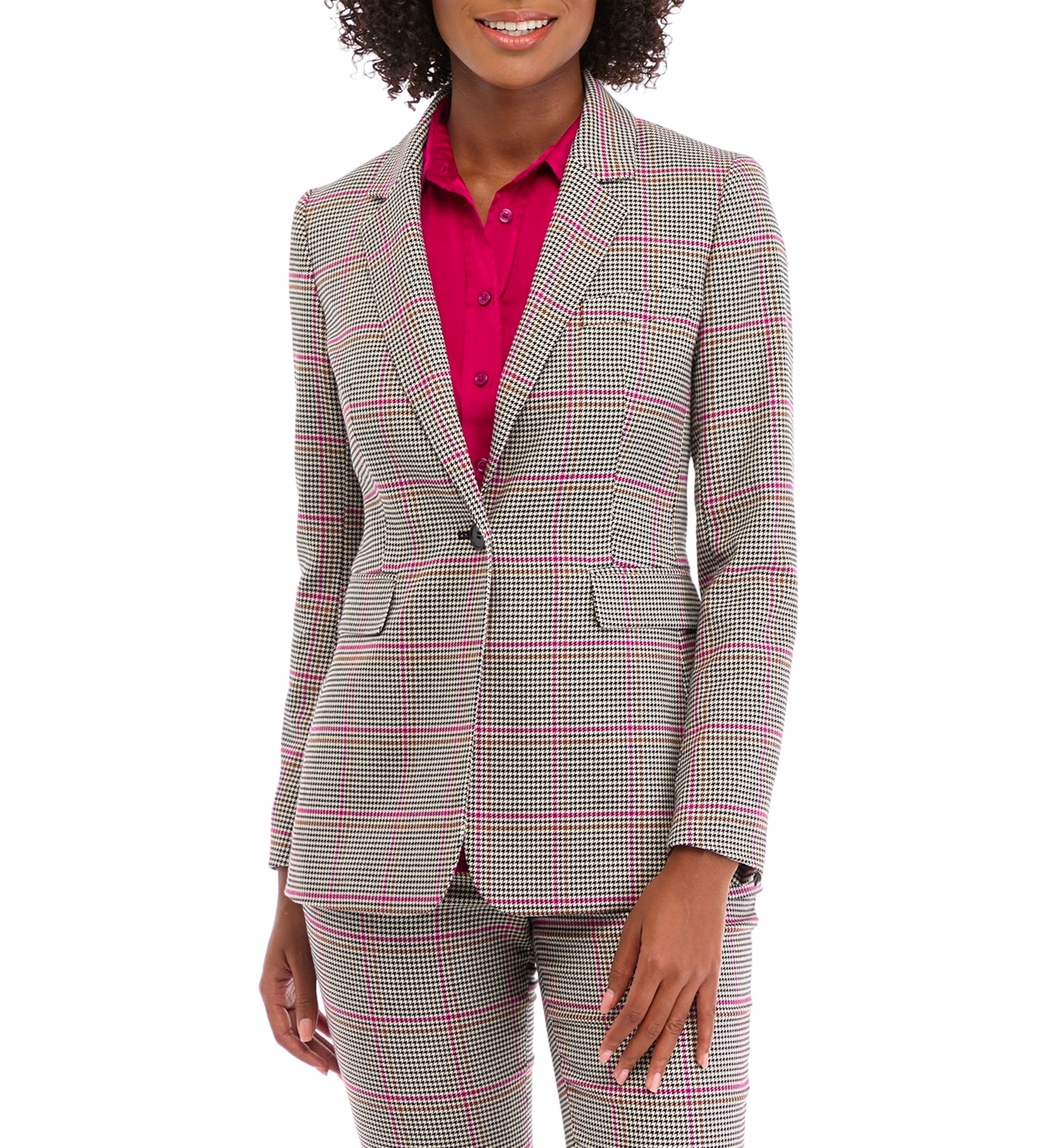 Womens One Button Notch Collar Jacket 