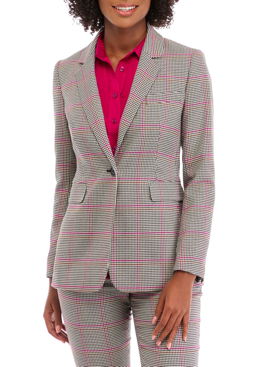 Womens One Button Notch Collar Jacket 