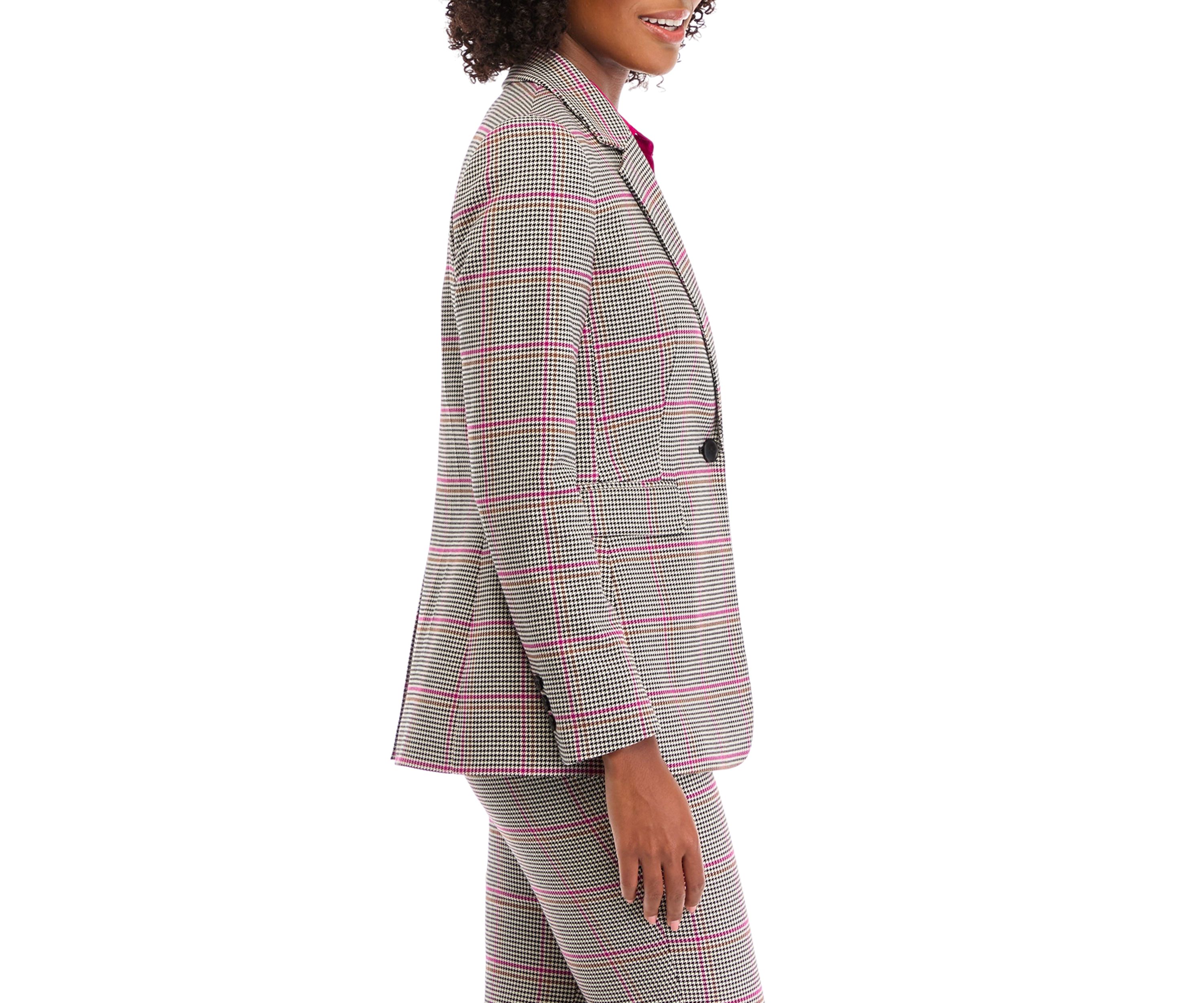 Womens One Button Notch Collar Jacket 