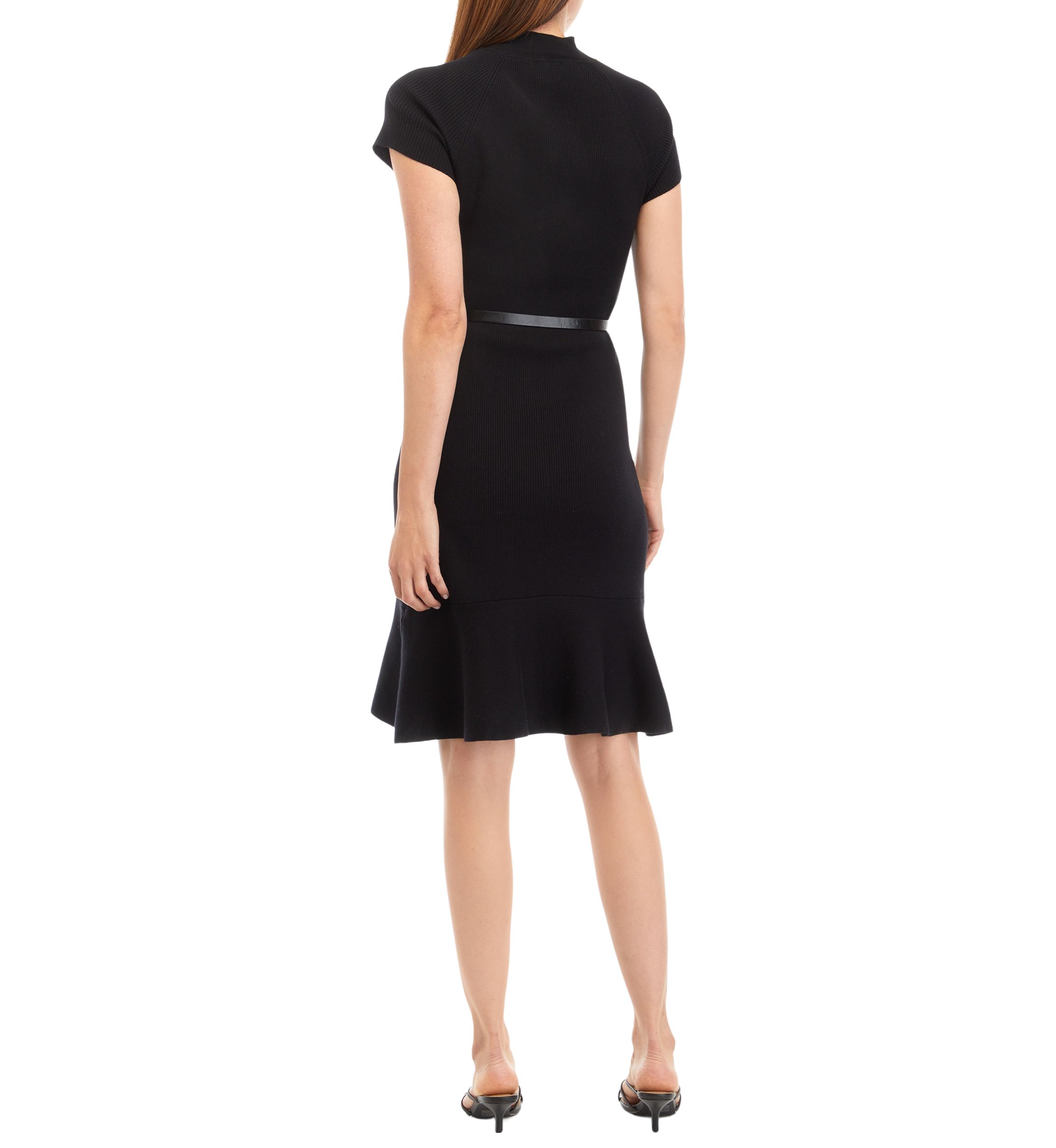 Womens Cap Sleeve Mock Neck Sweater Dress