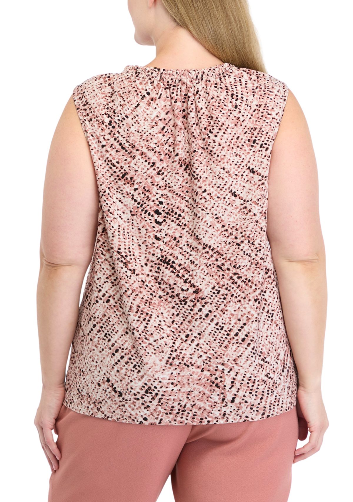 Plus Size Abstract Print Sleeveless Knit Top