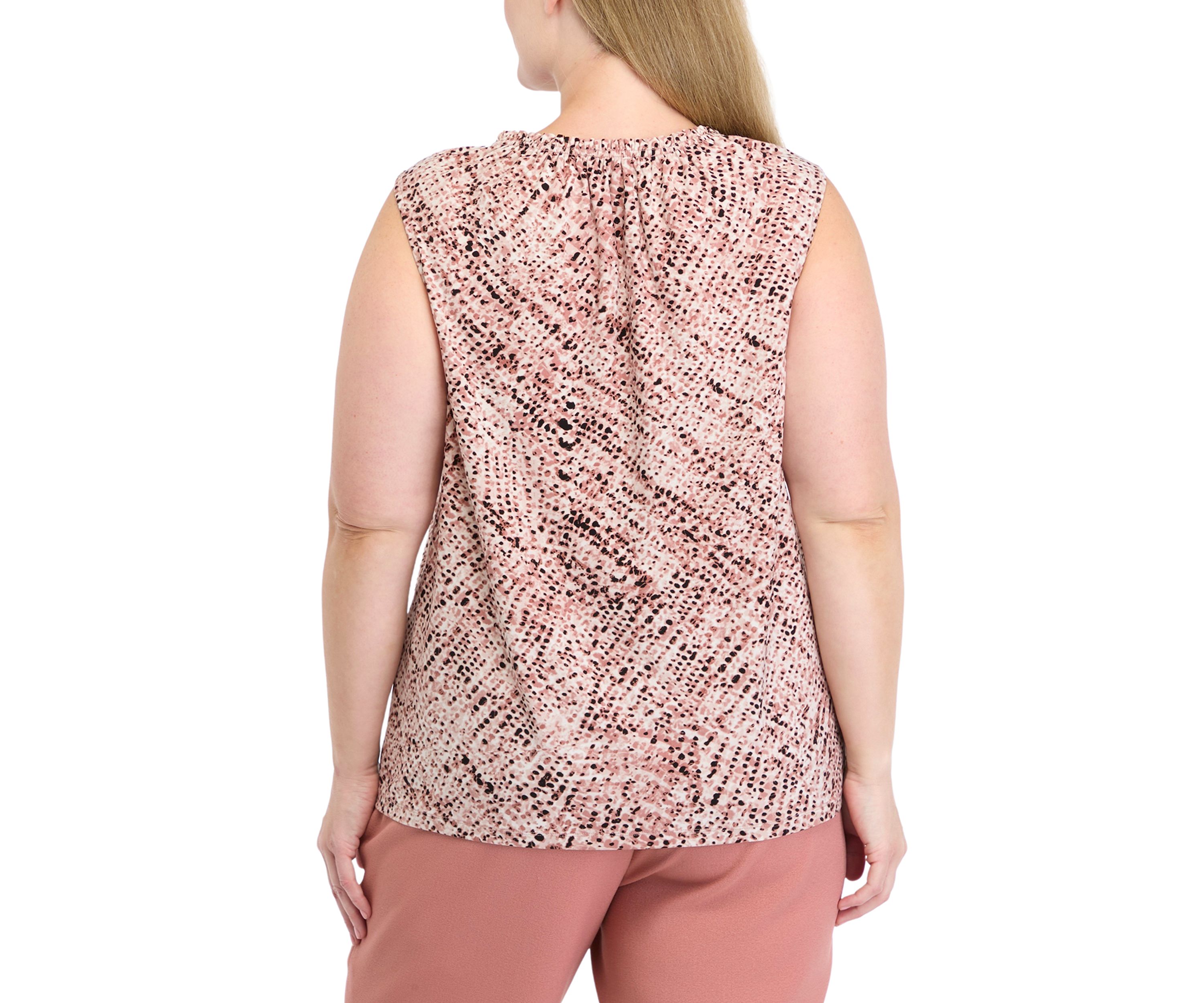 Plus Size Abstract Print Sleeveless Knit Top