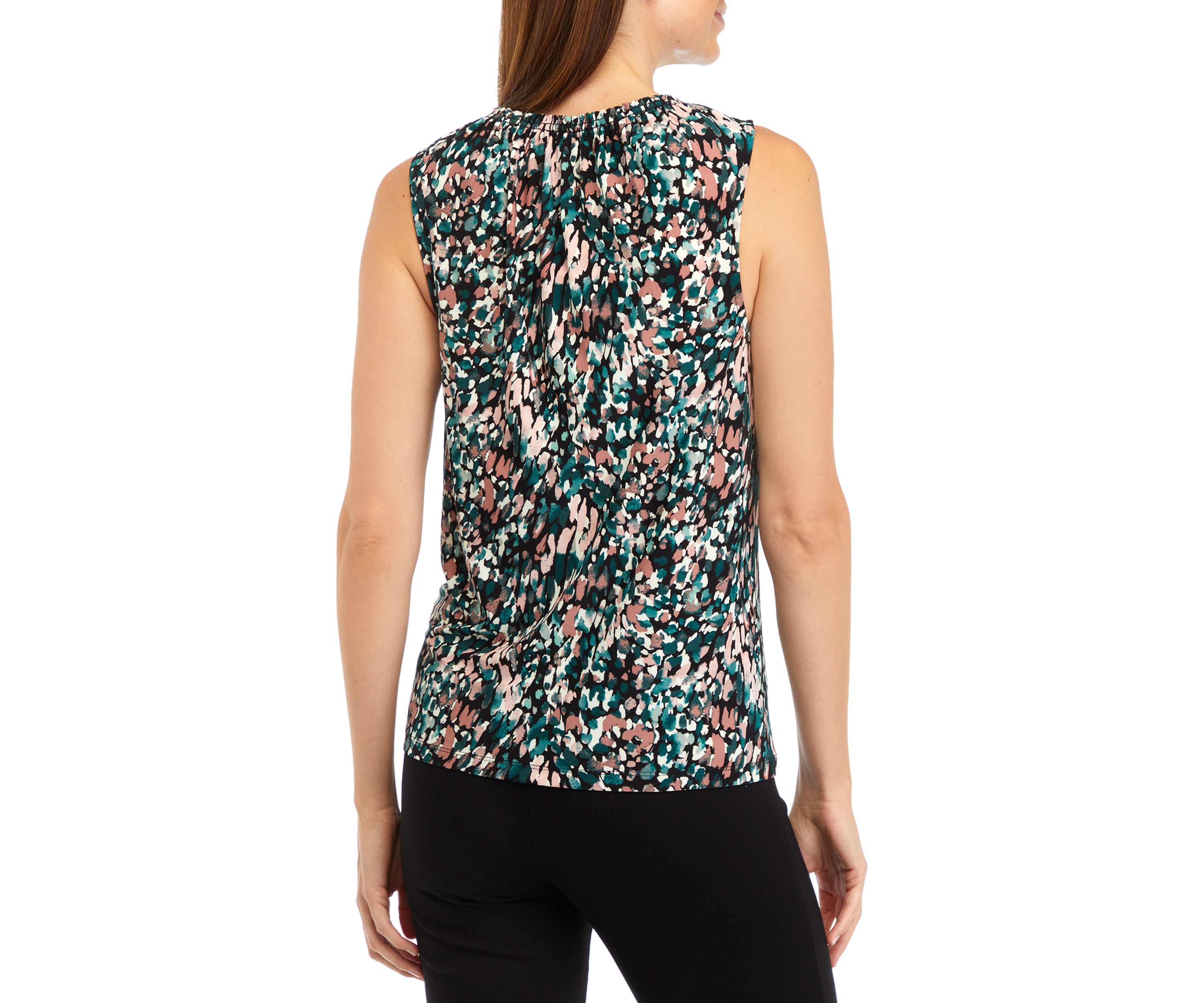 Womens Sleeveless Printed Knit Top