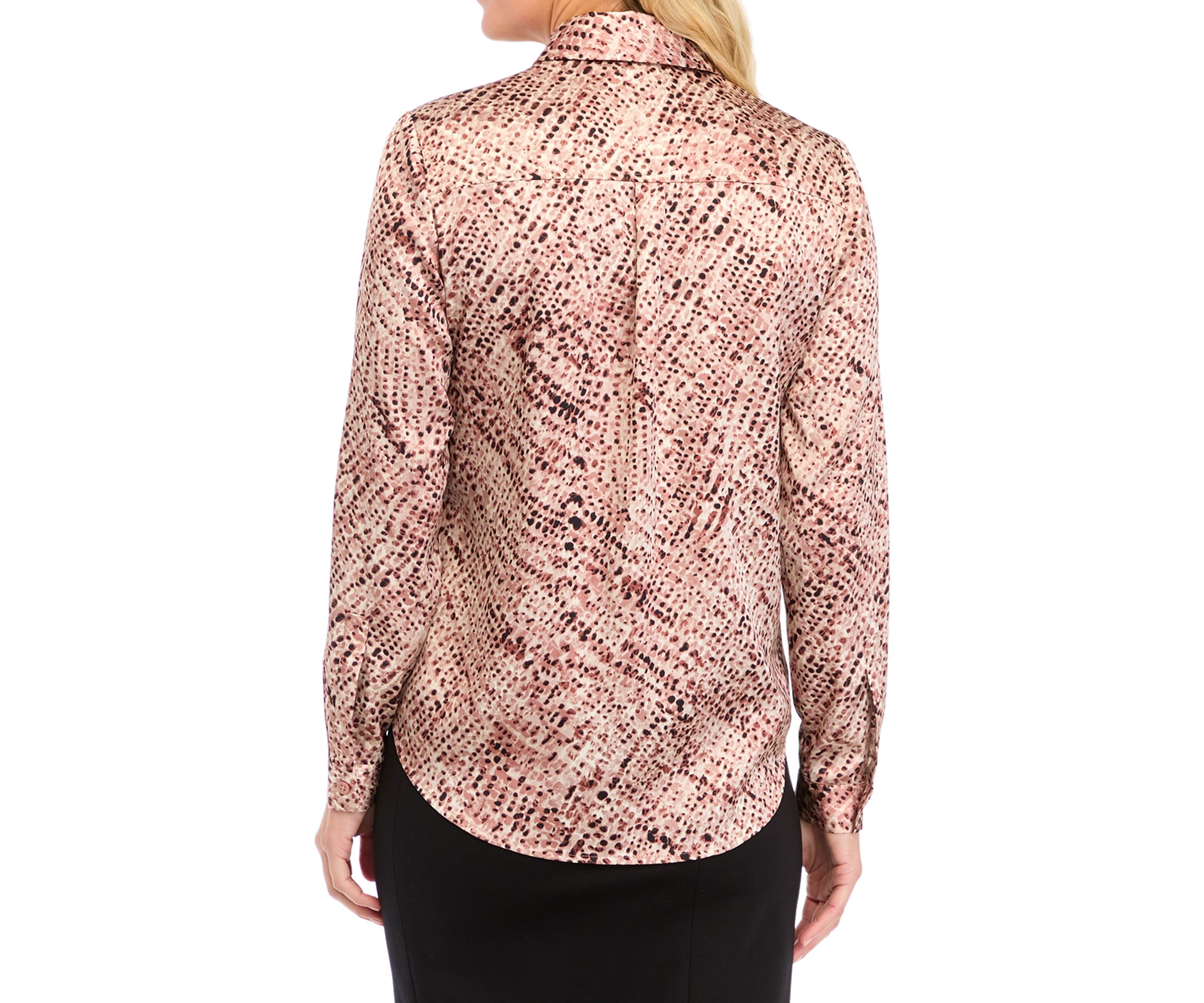 Womens Long Sleeve Abstract Print Blouse