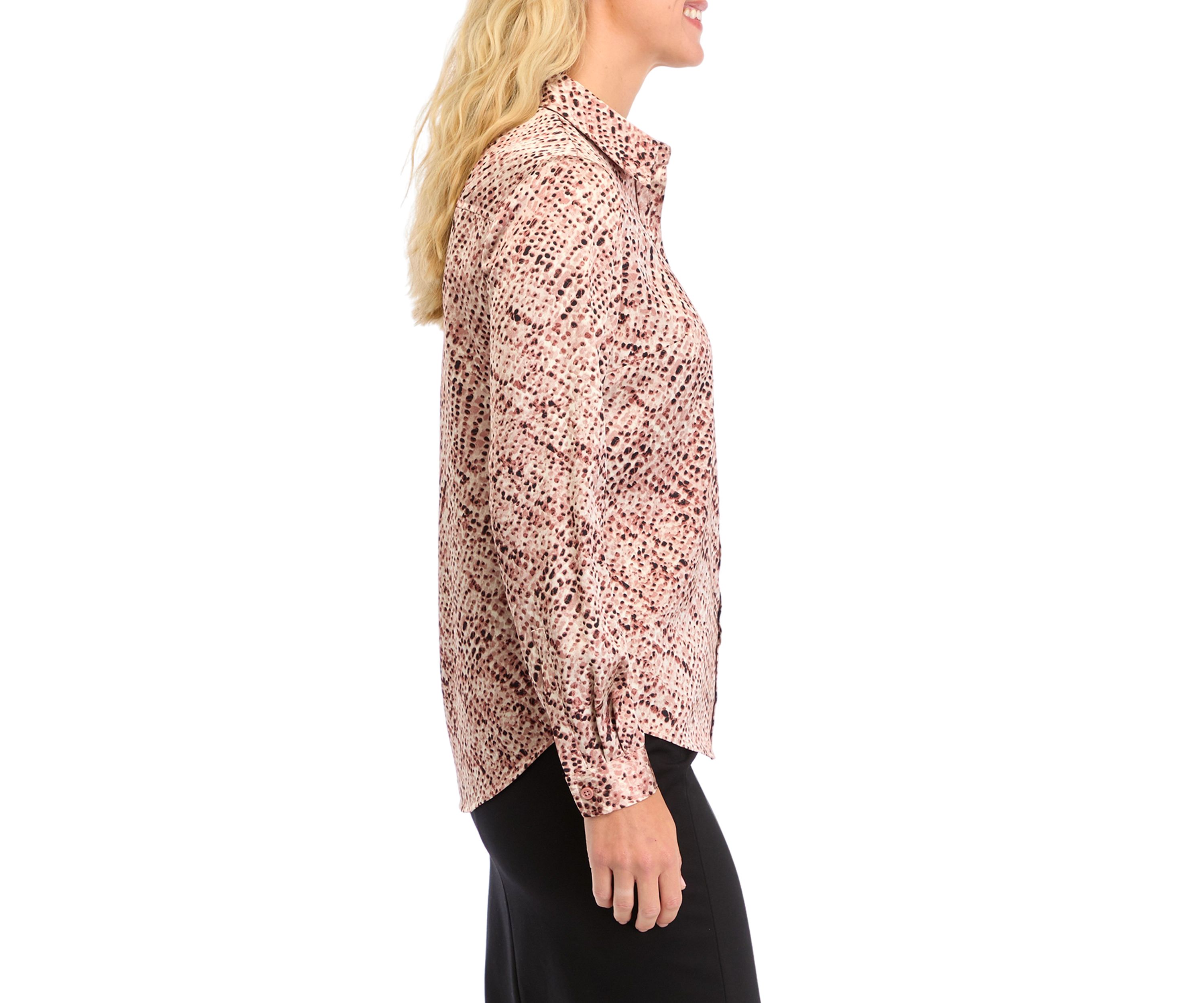 Womens Long Sleeve Abstract Print Blouse