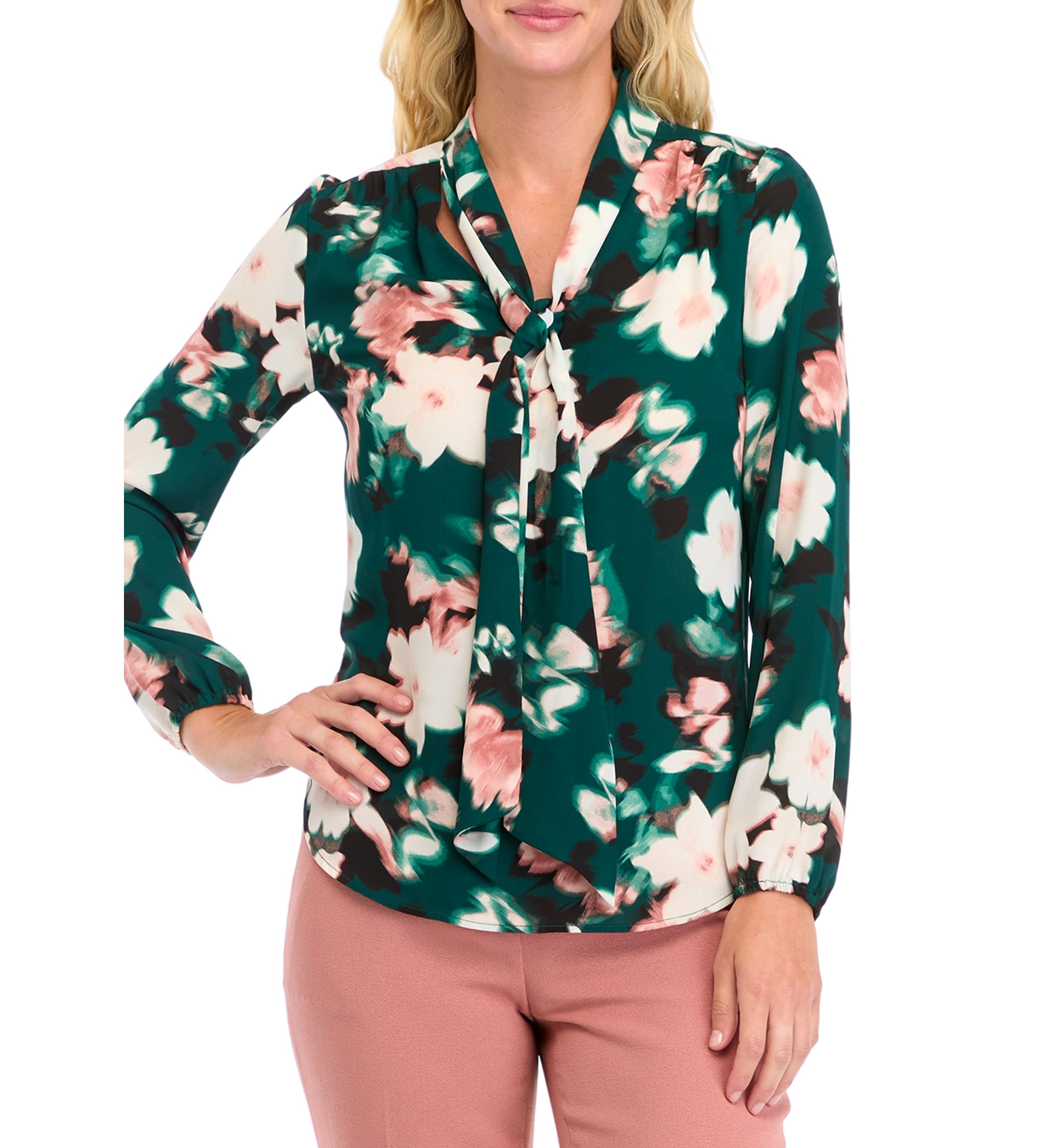 Womens Long Sleeve Floral Print Blouse