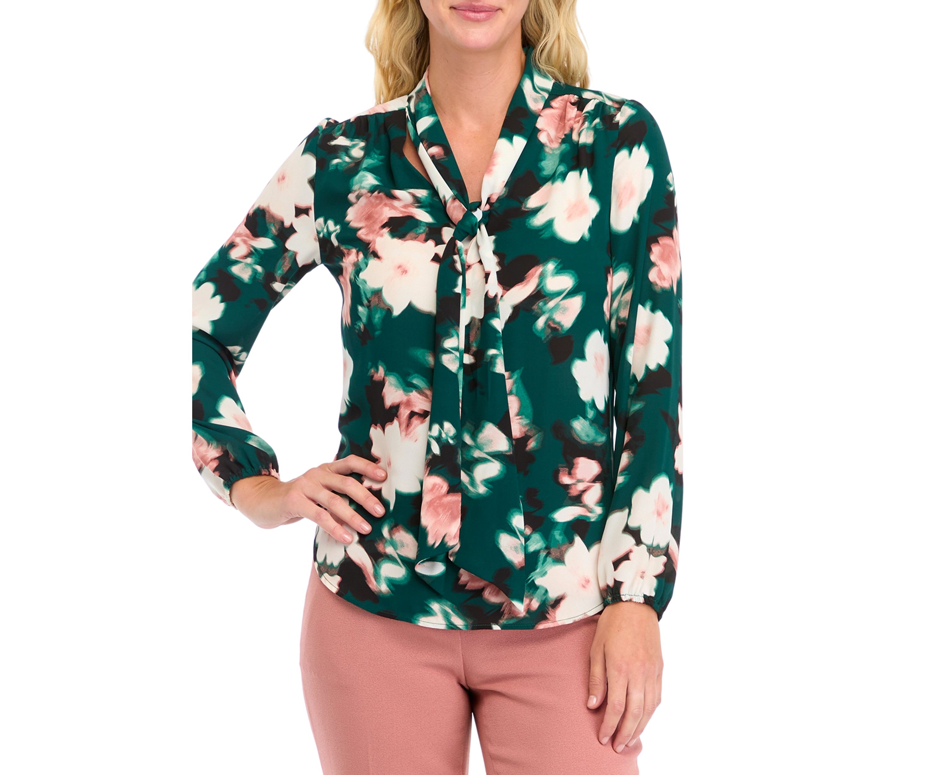 Womens Long Sleeve Floral Print Blouse