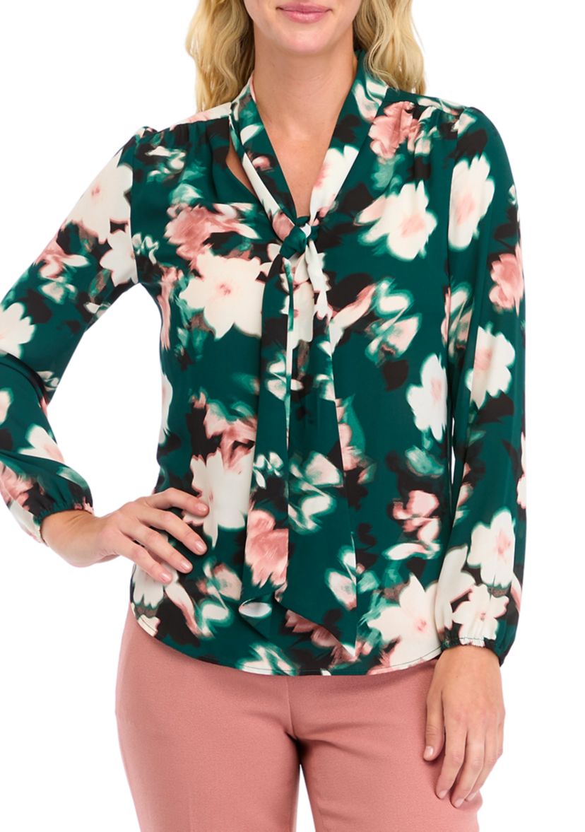 Womens Long Sleeve Floral Print Blouse