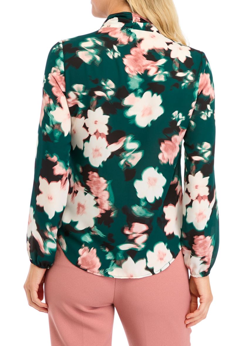 Womens Long Sleeve Floral Print Blouse