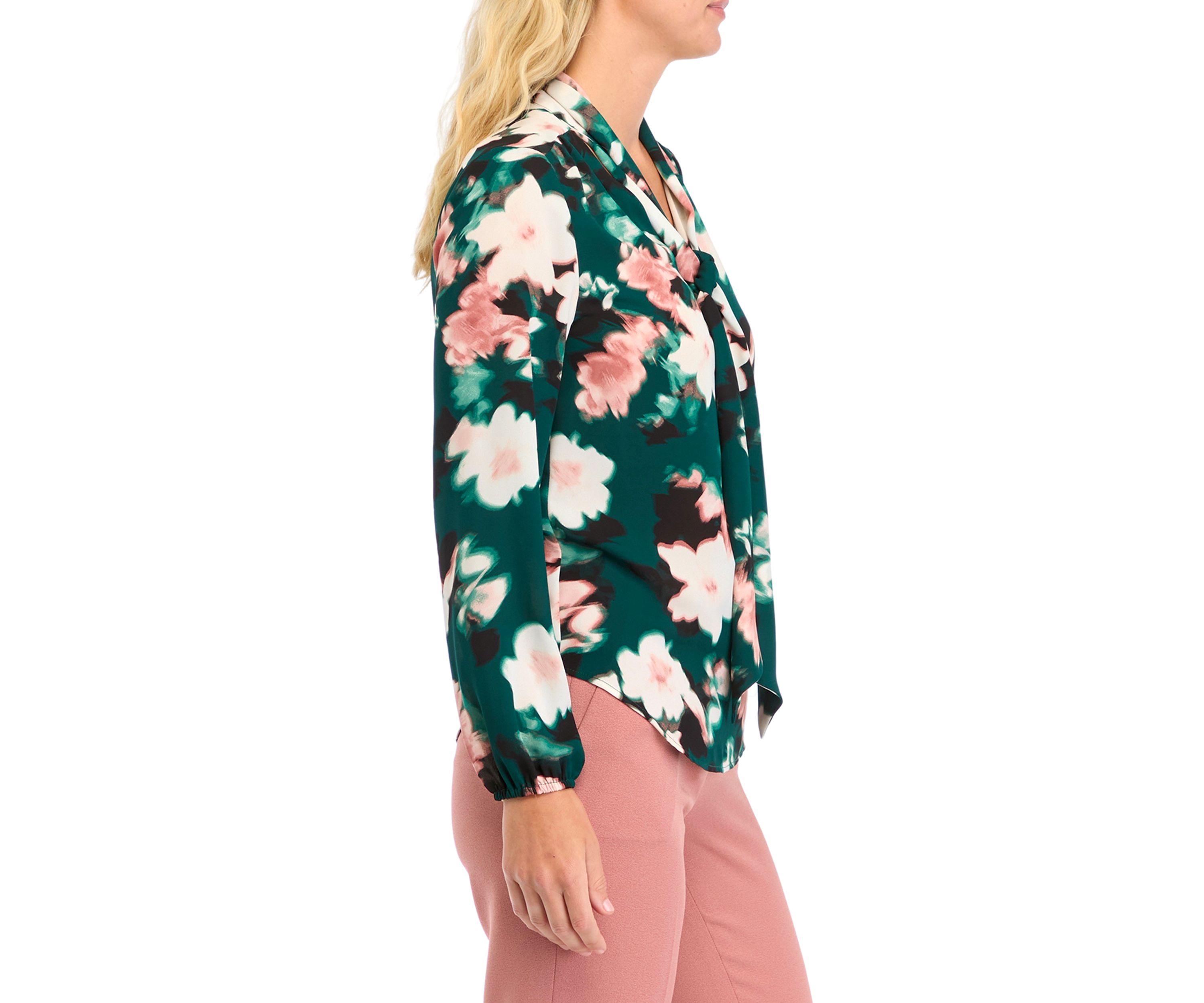 Womens Long Sleeve Floral Print Blouse