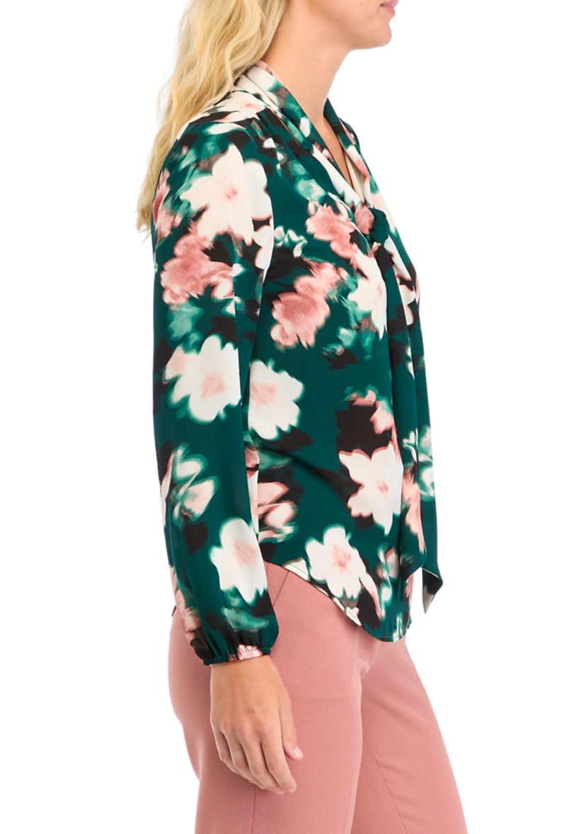 Womens Long Sleeve Floral Print Blouse