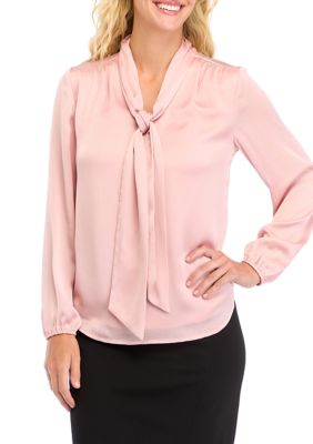 THE LIMITED Women's Textured Crinkle Bow Blouse | belk