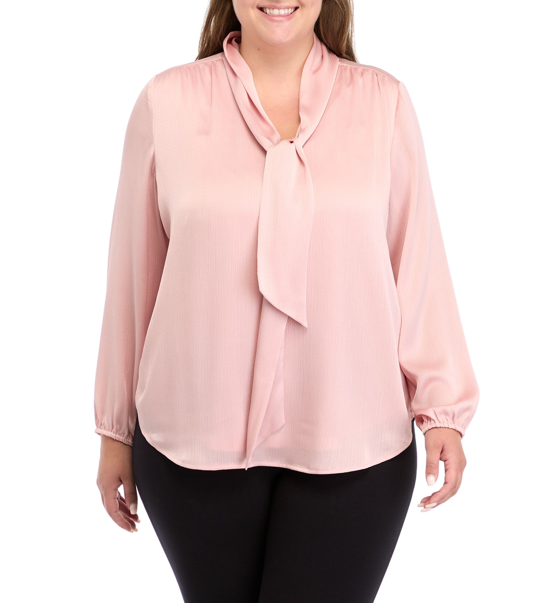 Plus Size Tie Neck Blouse