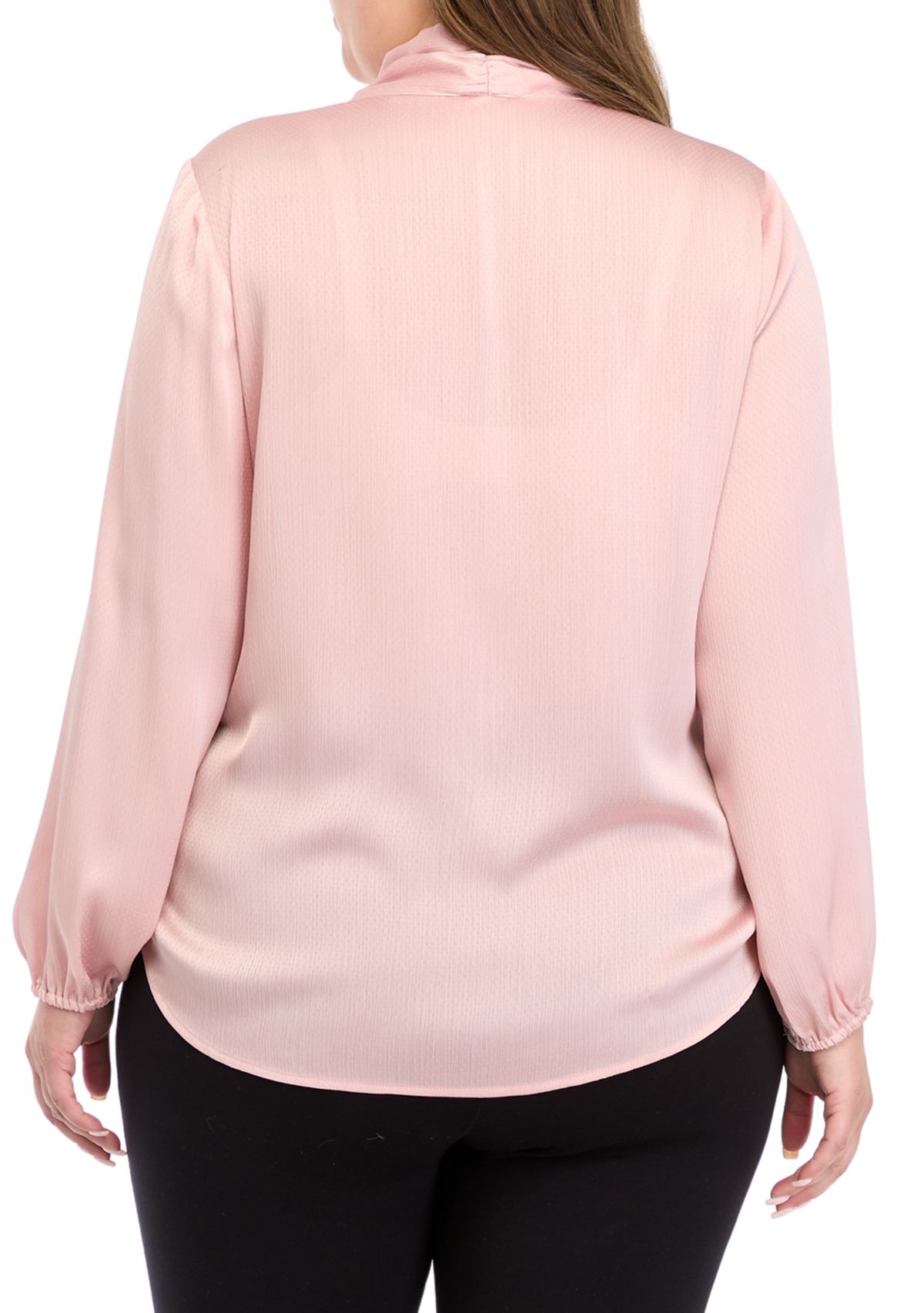 Plus Size Tie Neck Blouse