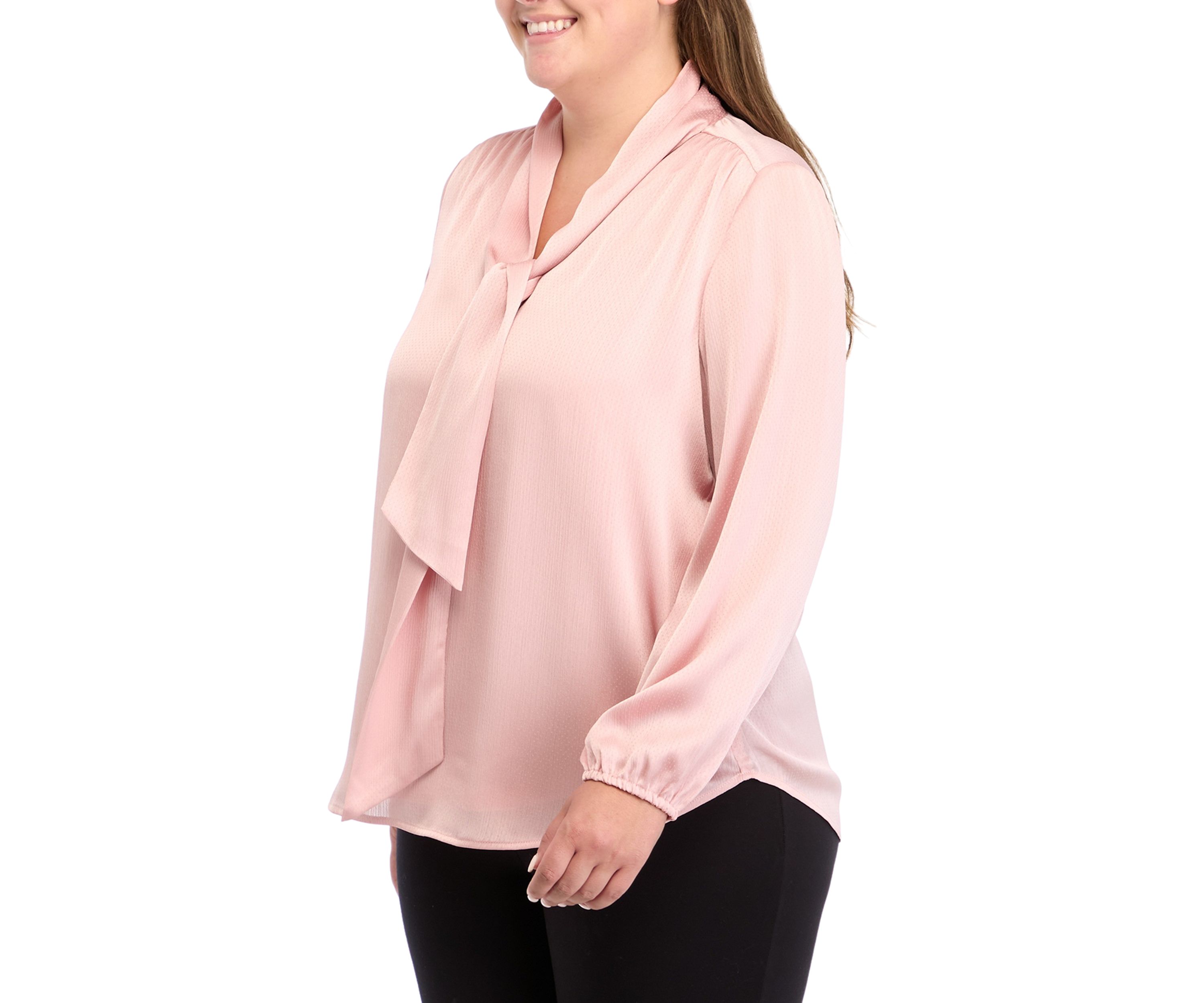 Plus Size Tie Neck Blouse