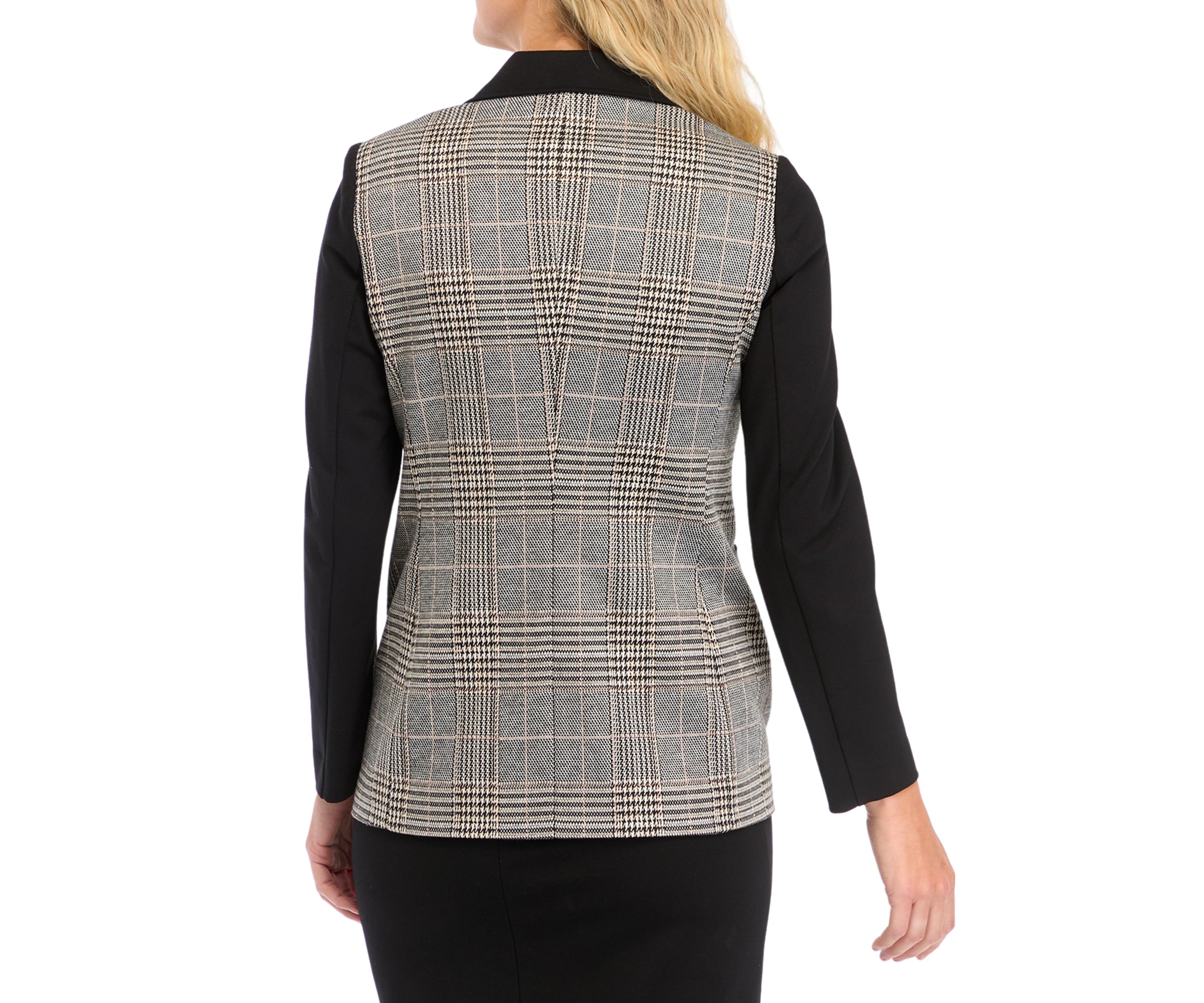 Womens Plaid One Button Jacket