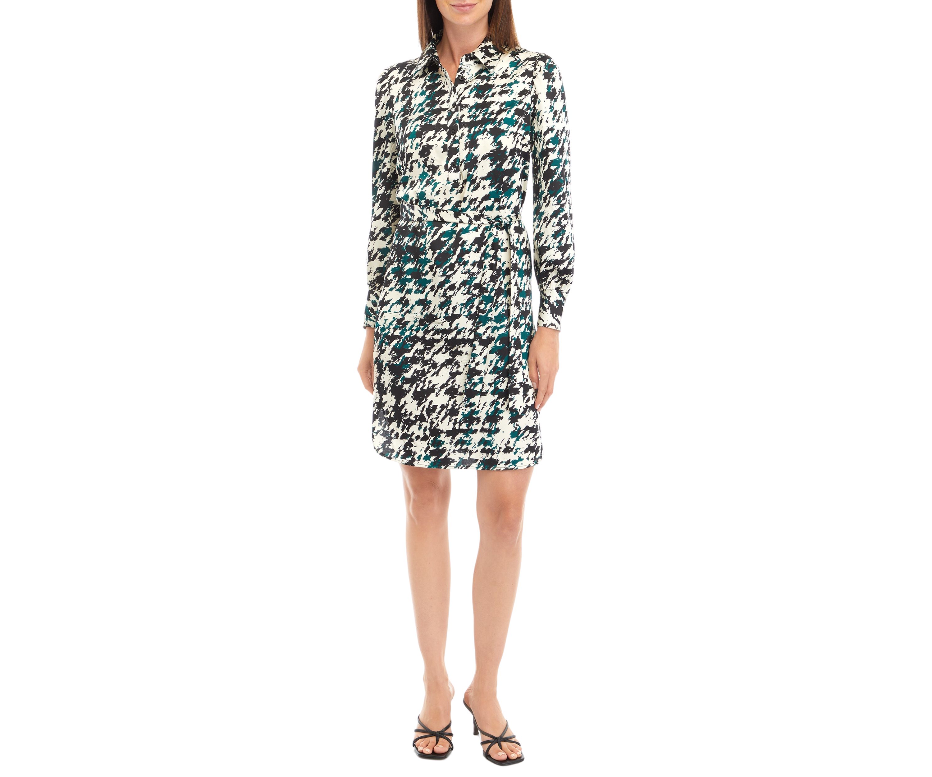 Womens Long Sleeve Oversized Cuff Sleeve Shirtdress 