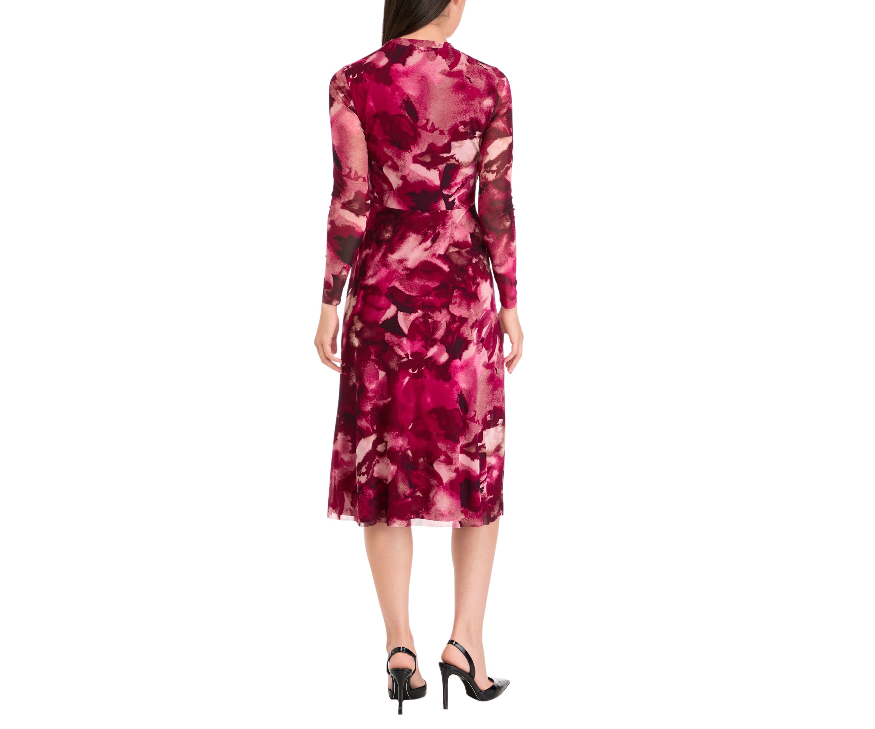Womens Long Sleeve Twist Midi Dress