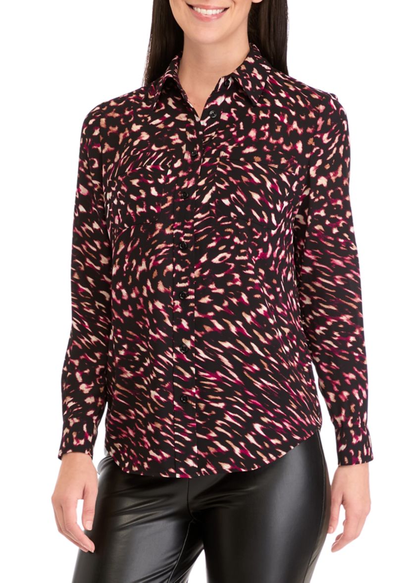 Womens Long Sleeve Button Down Blouse