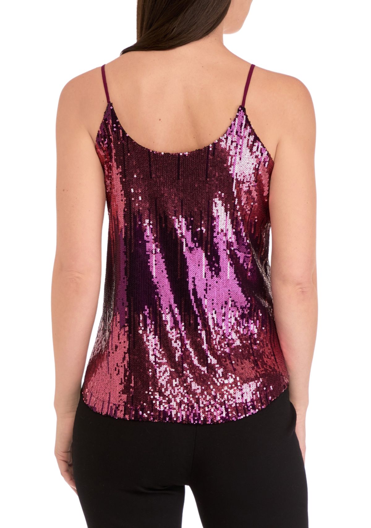 Womens Sequin Scoop Neck Cami