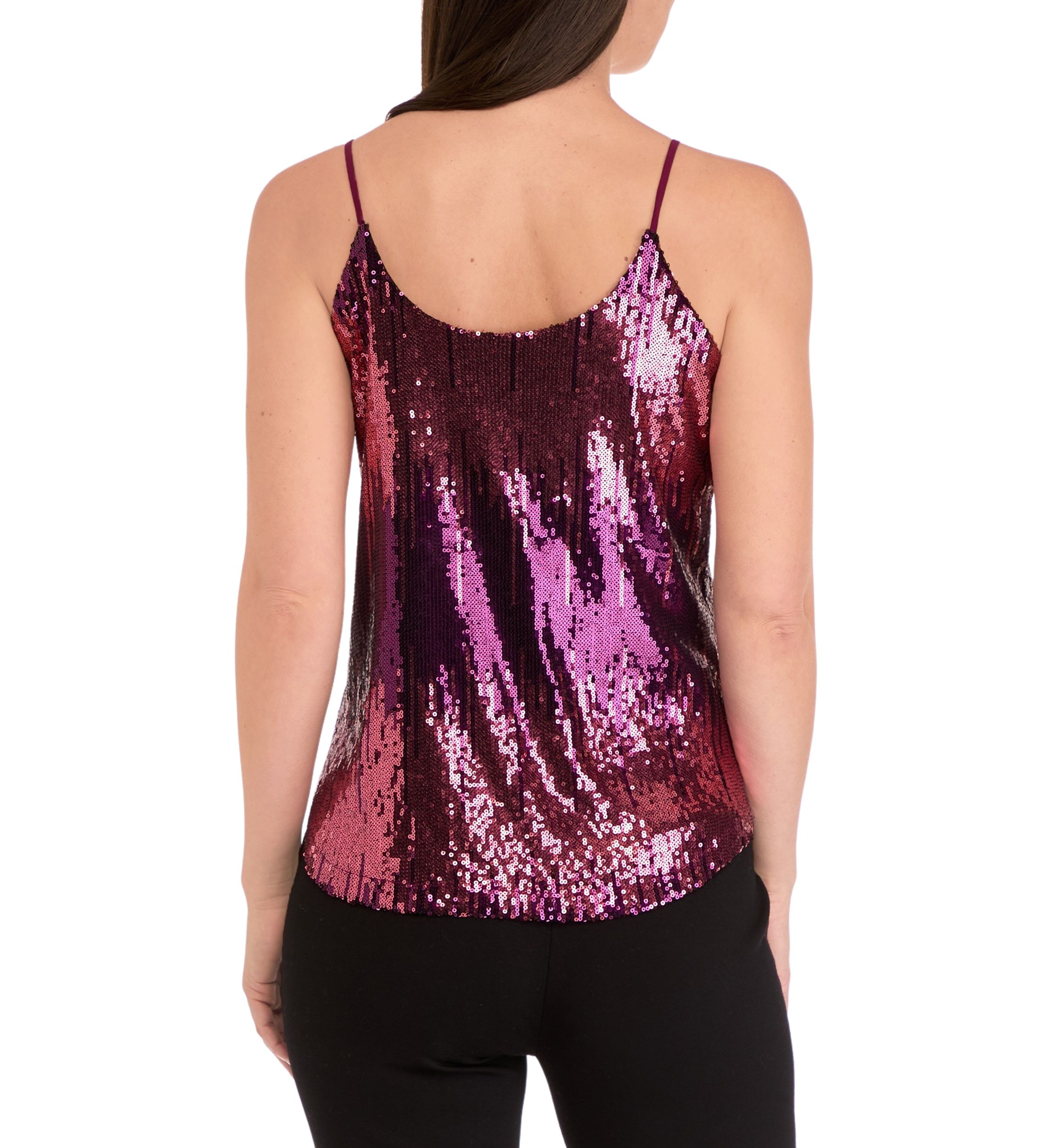 Womens Sequin Scoop Neck Cami