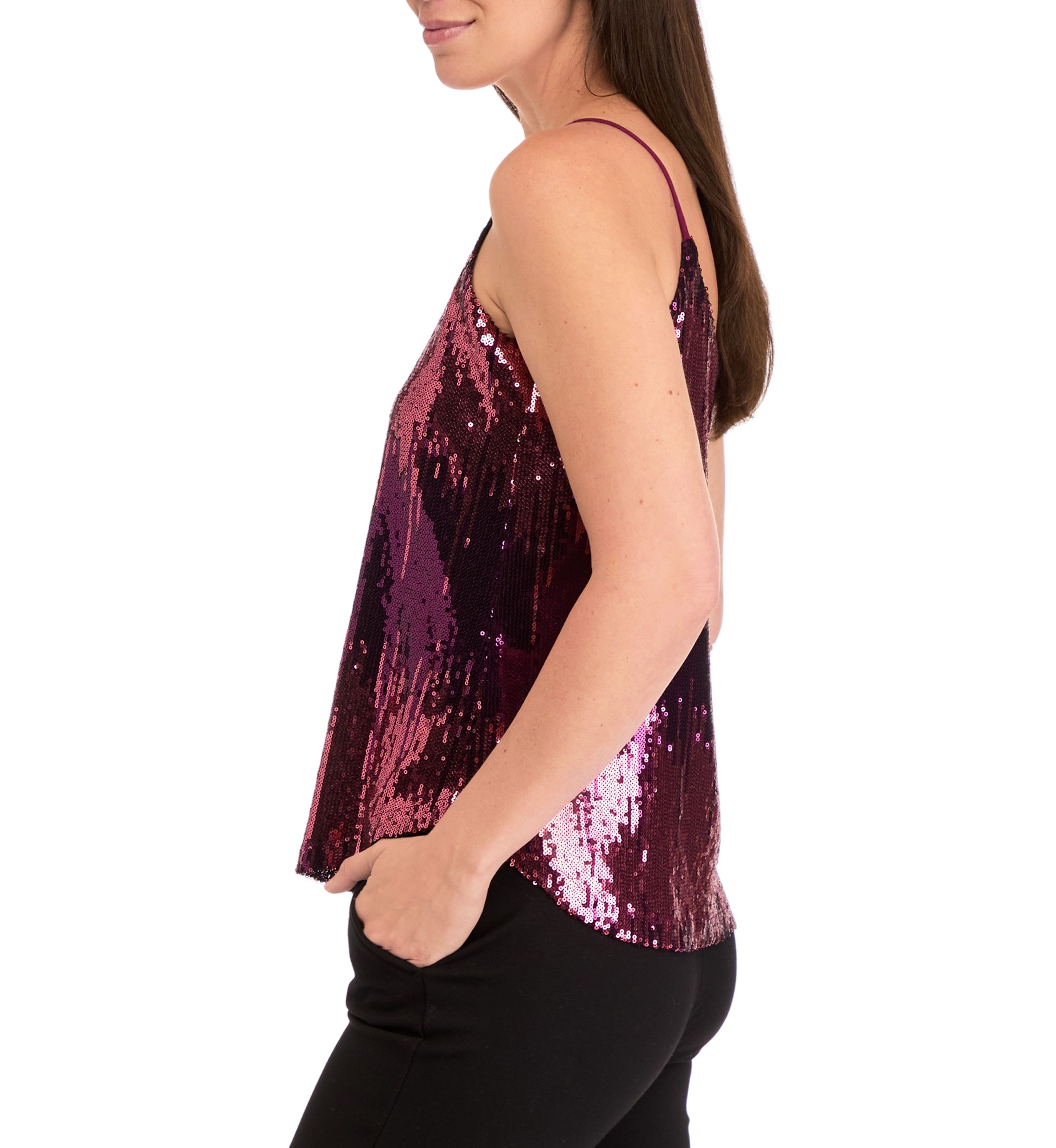 Womens Sequin Scoop Neck Cami