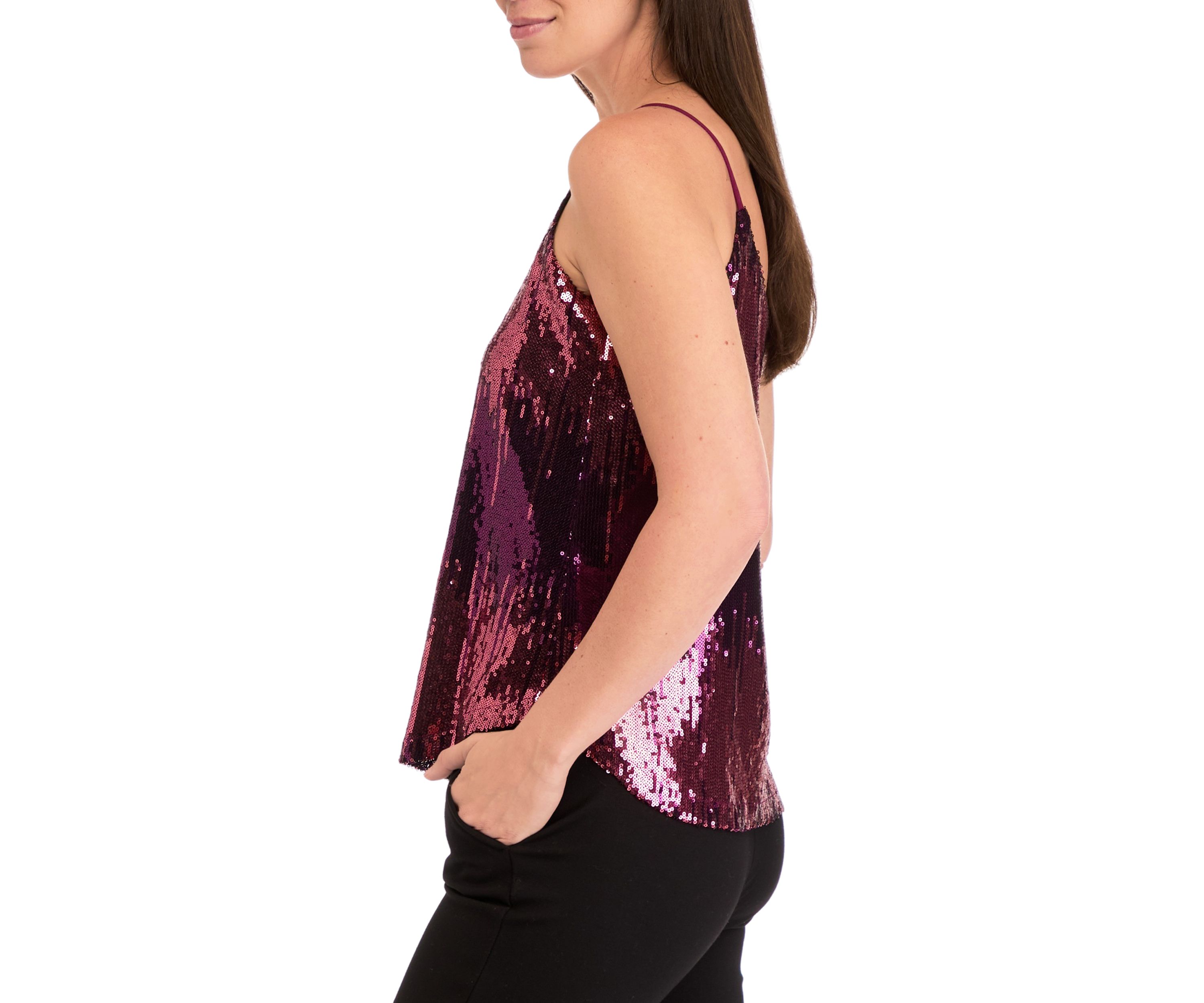 Womens Sequin Scoop Neck Cami