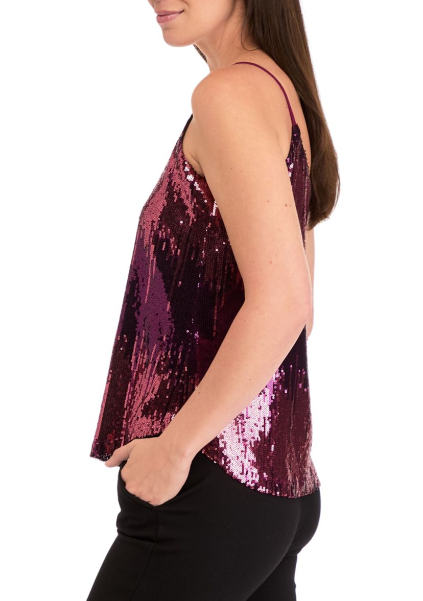 Womens Sequin Scoop Neck Cami