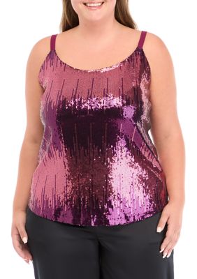 THE LIMITED Women's Plus Size Scoop Neck Sequin Cami