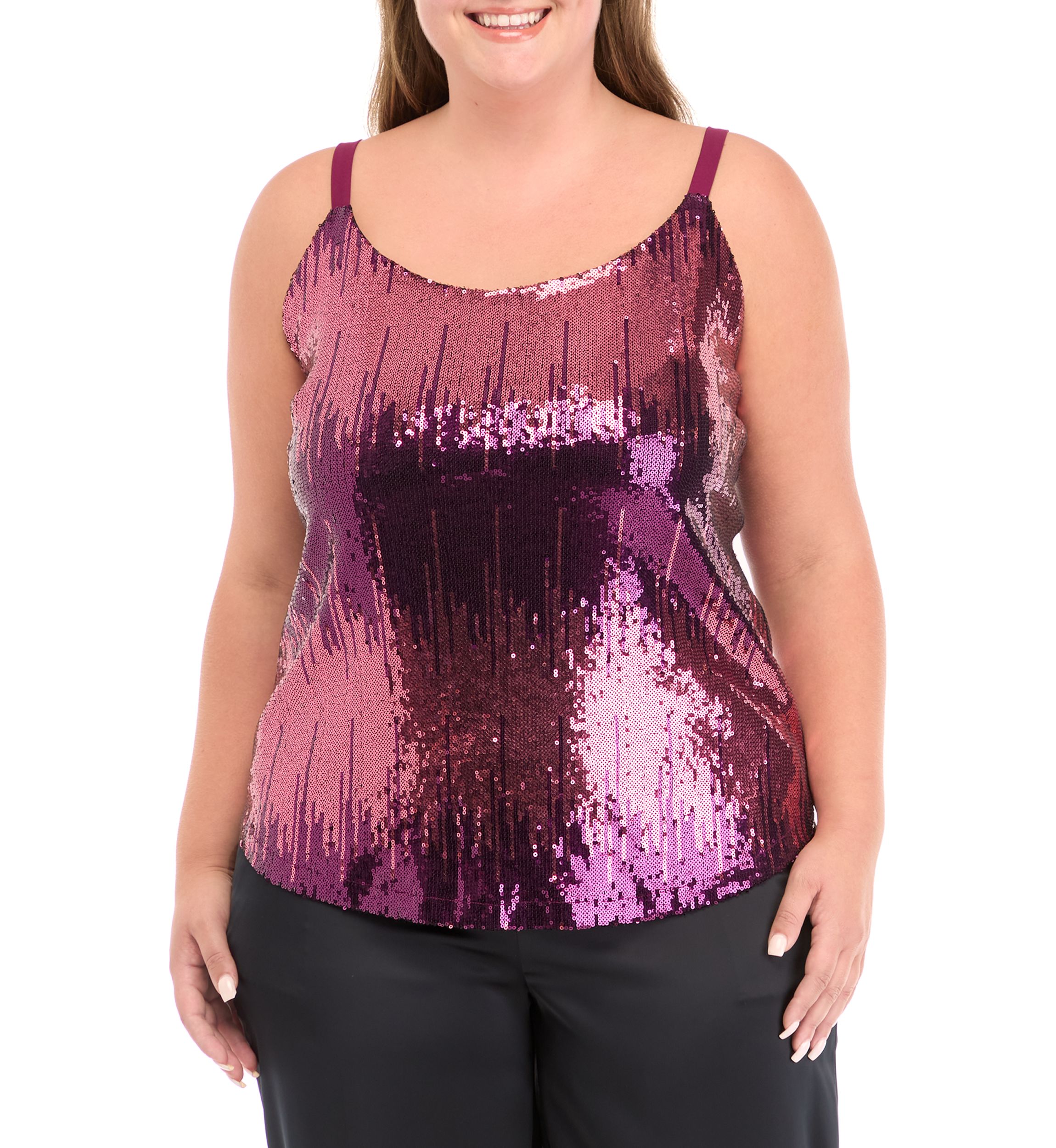 Plus Size Scoop Neck Sequin Cami