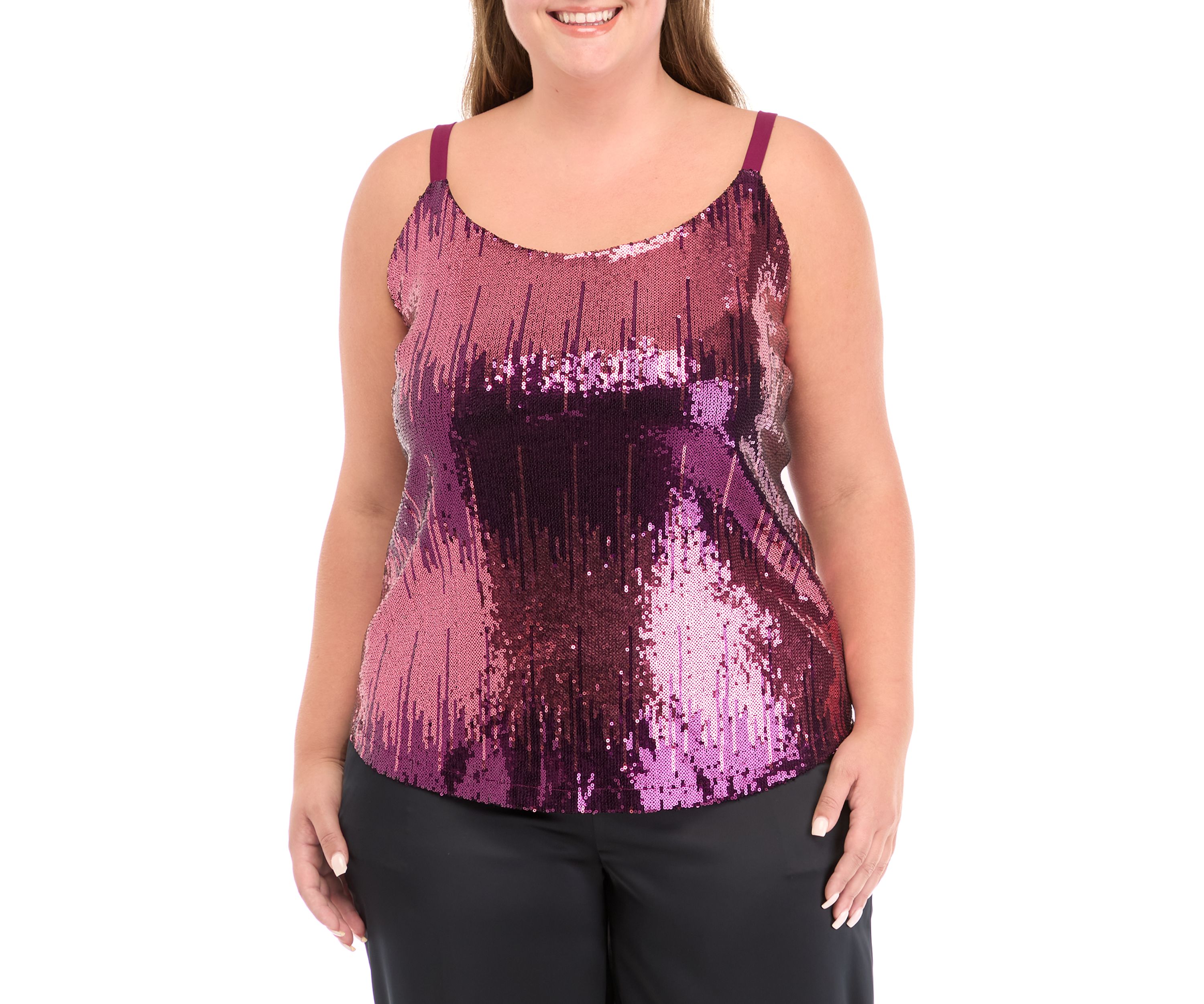 Plus Size Scoop Neck Sequin Cami