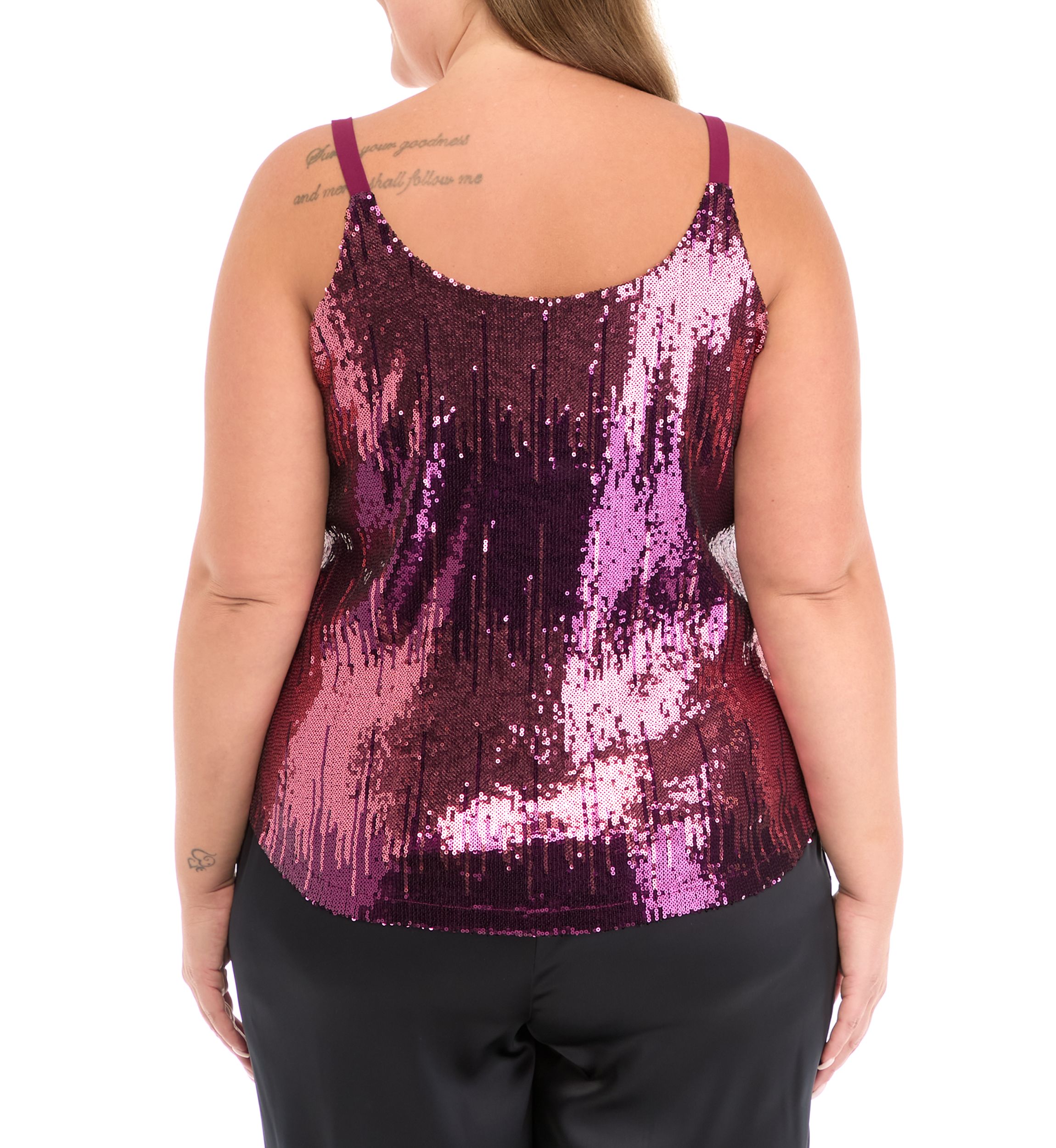 Plus Size Scoop Neck Sequin Cami