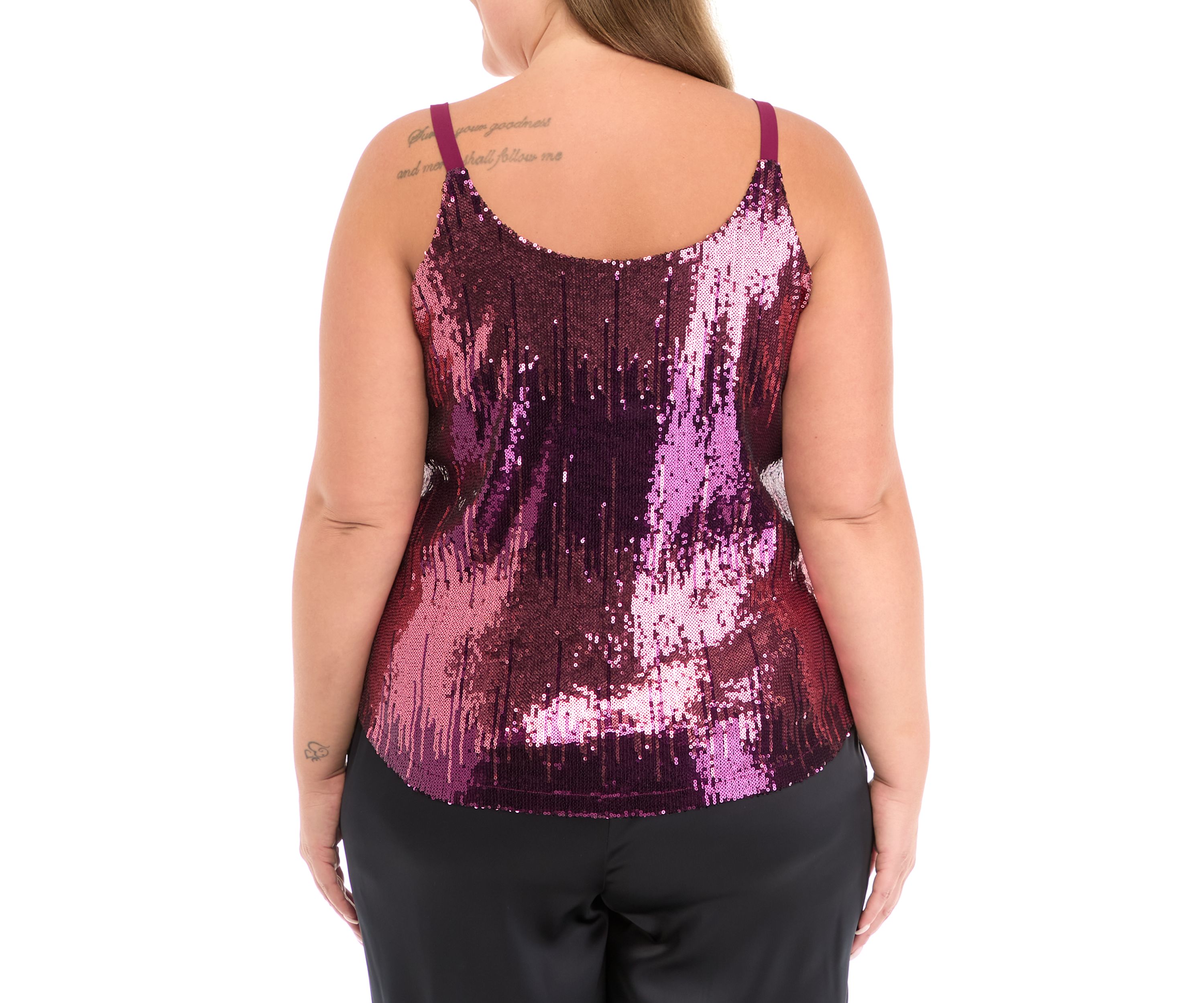Plus Size Scoop Neck Sequin Cami