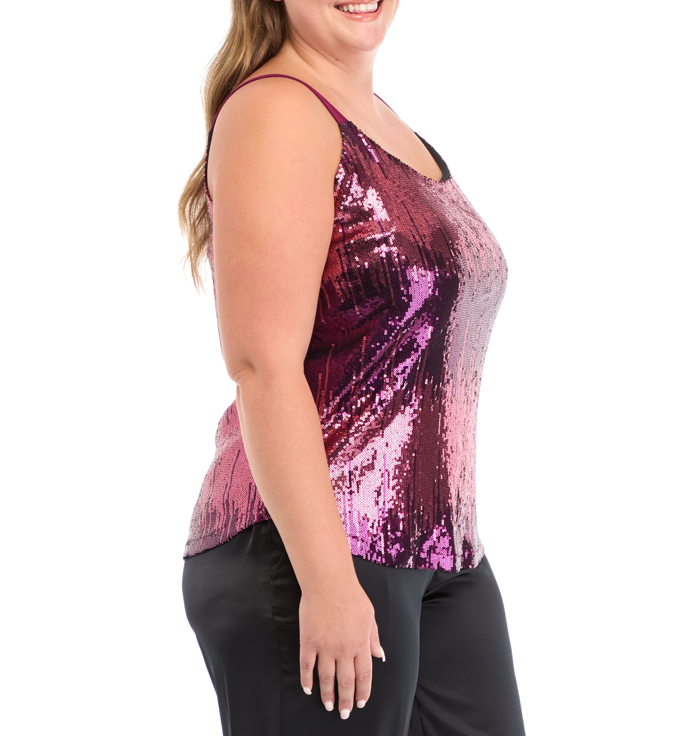 Plus Size Scoop Neck Sequin Cami
