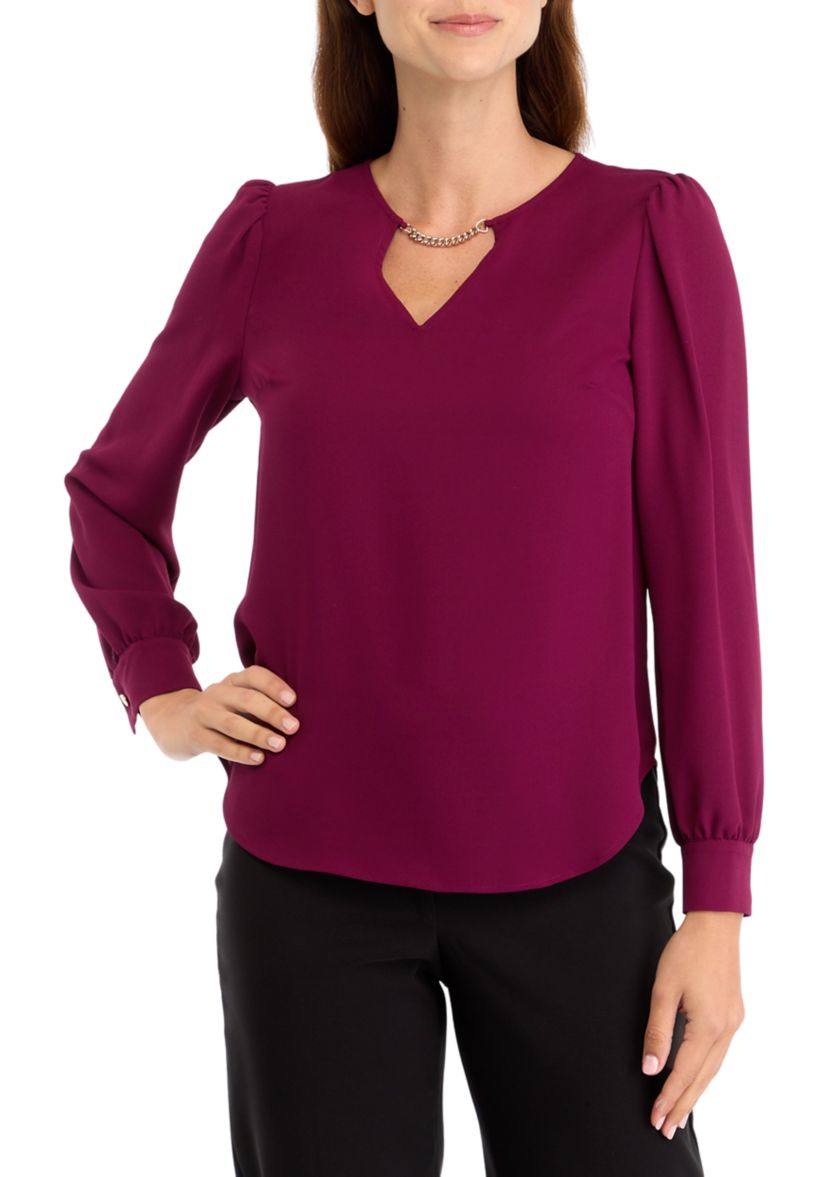 Womens Long Sleeve V-Neck Blouse