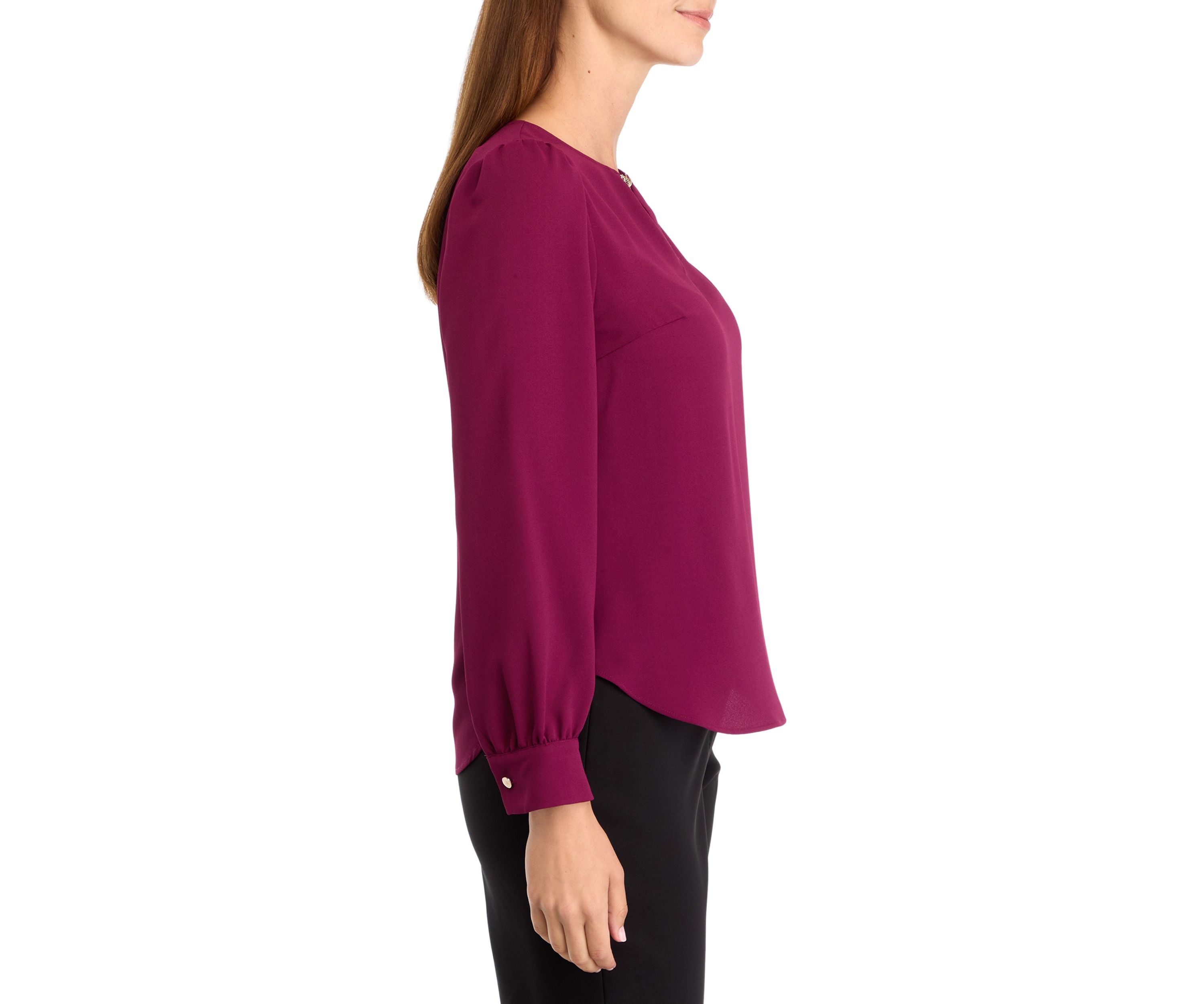Womens Long Sleeve V-Neck Blouse