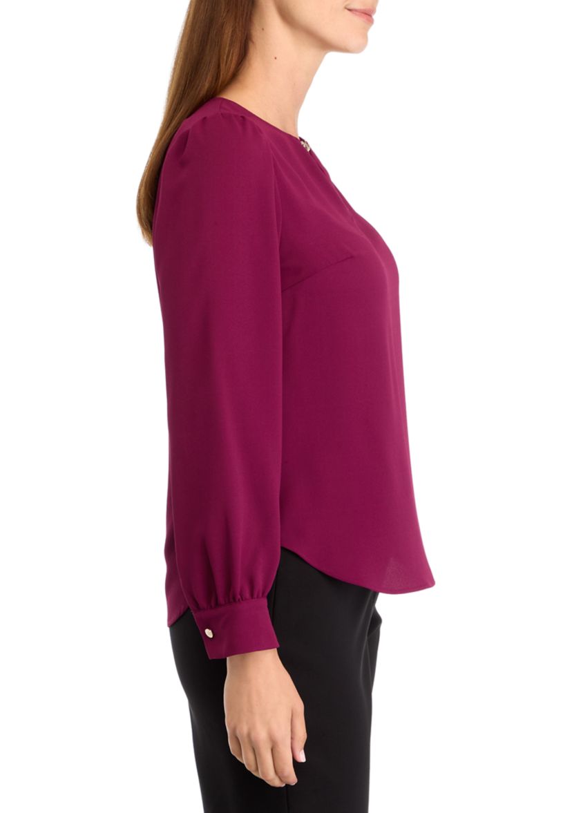 Womens Long Sleeve V-Neck Blouse