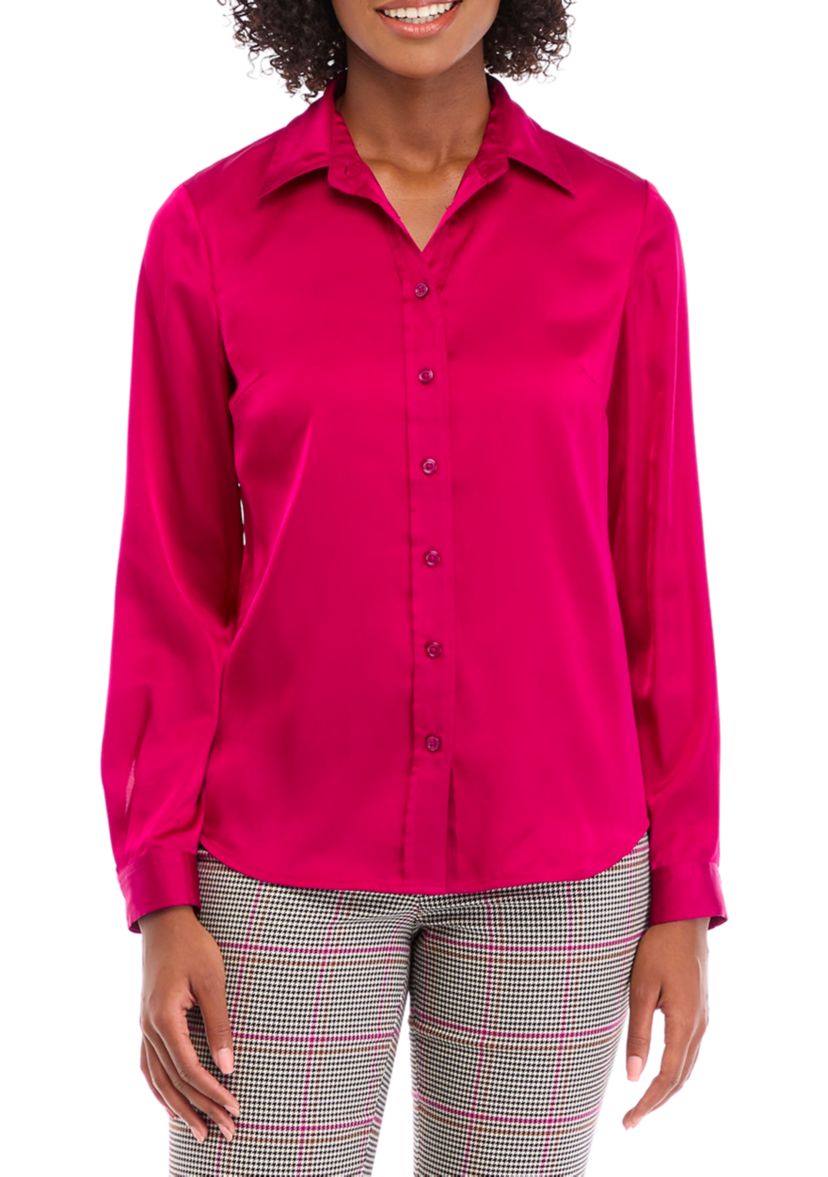 Womens Long Sleeve Button Down Blouse