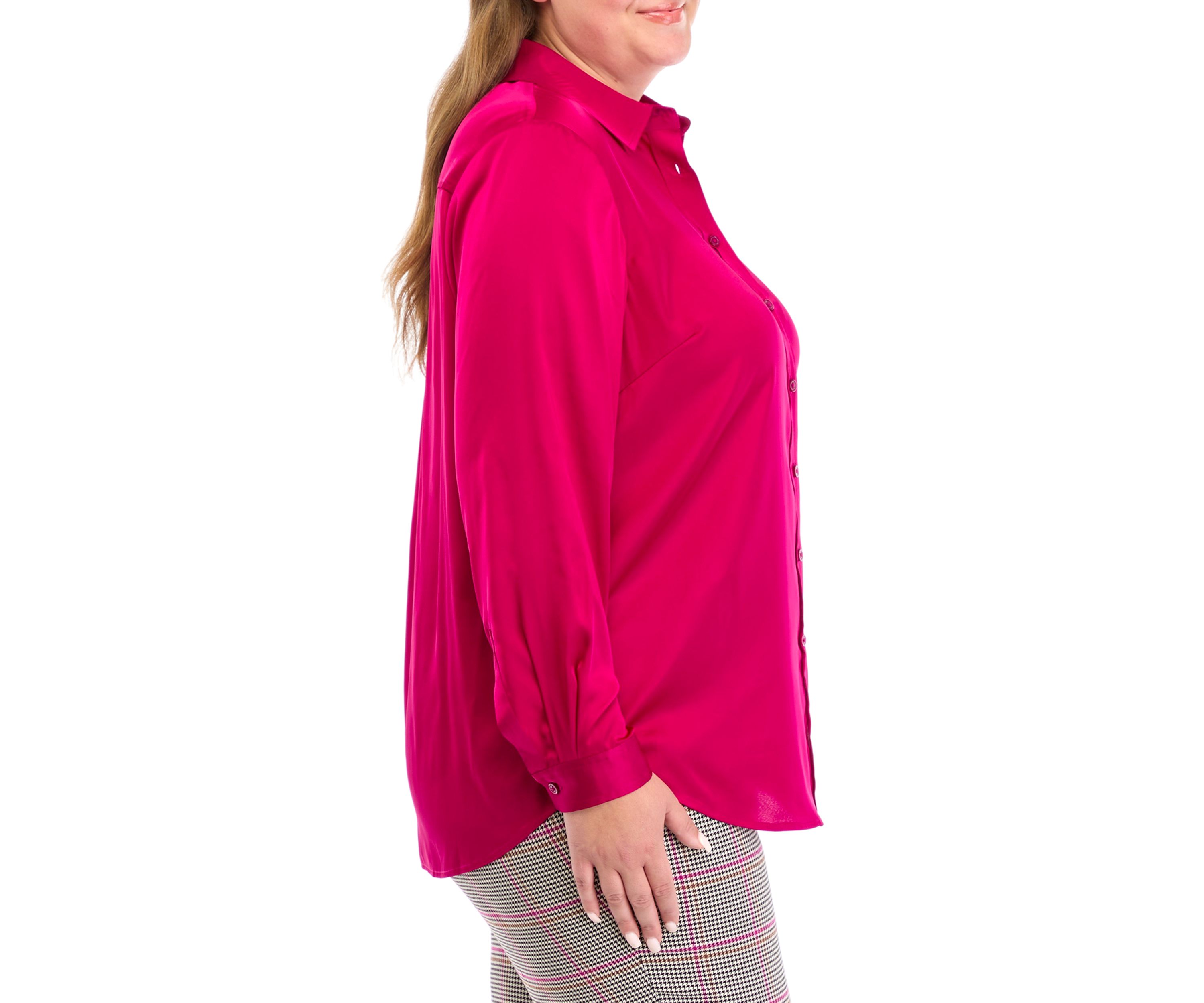 Plus Size Long Sleeve Button Down Blouse