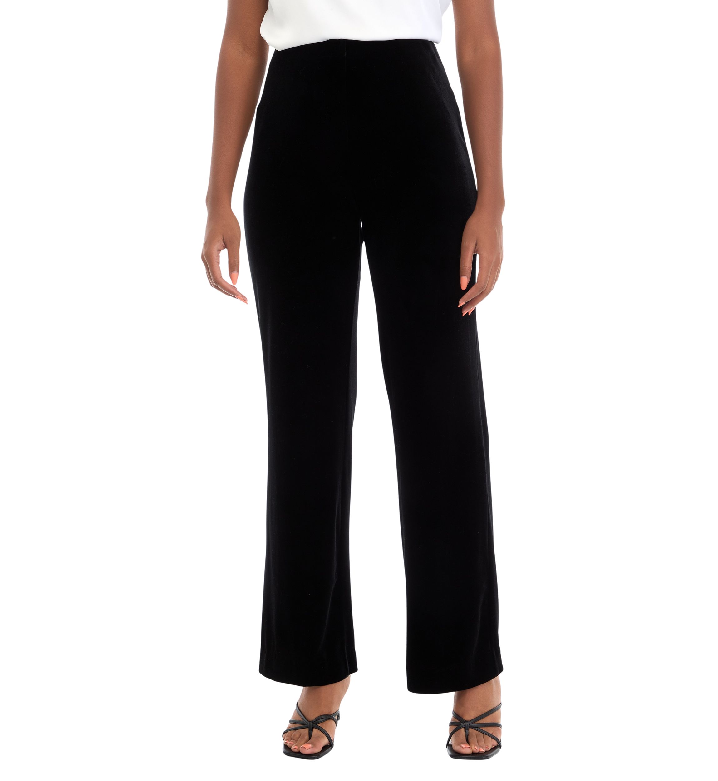 Womens Pull On Hollywood Waist Classic Ankle Pants