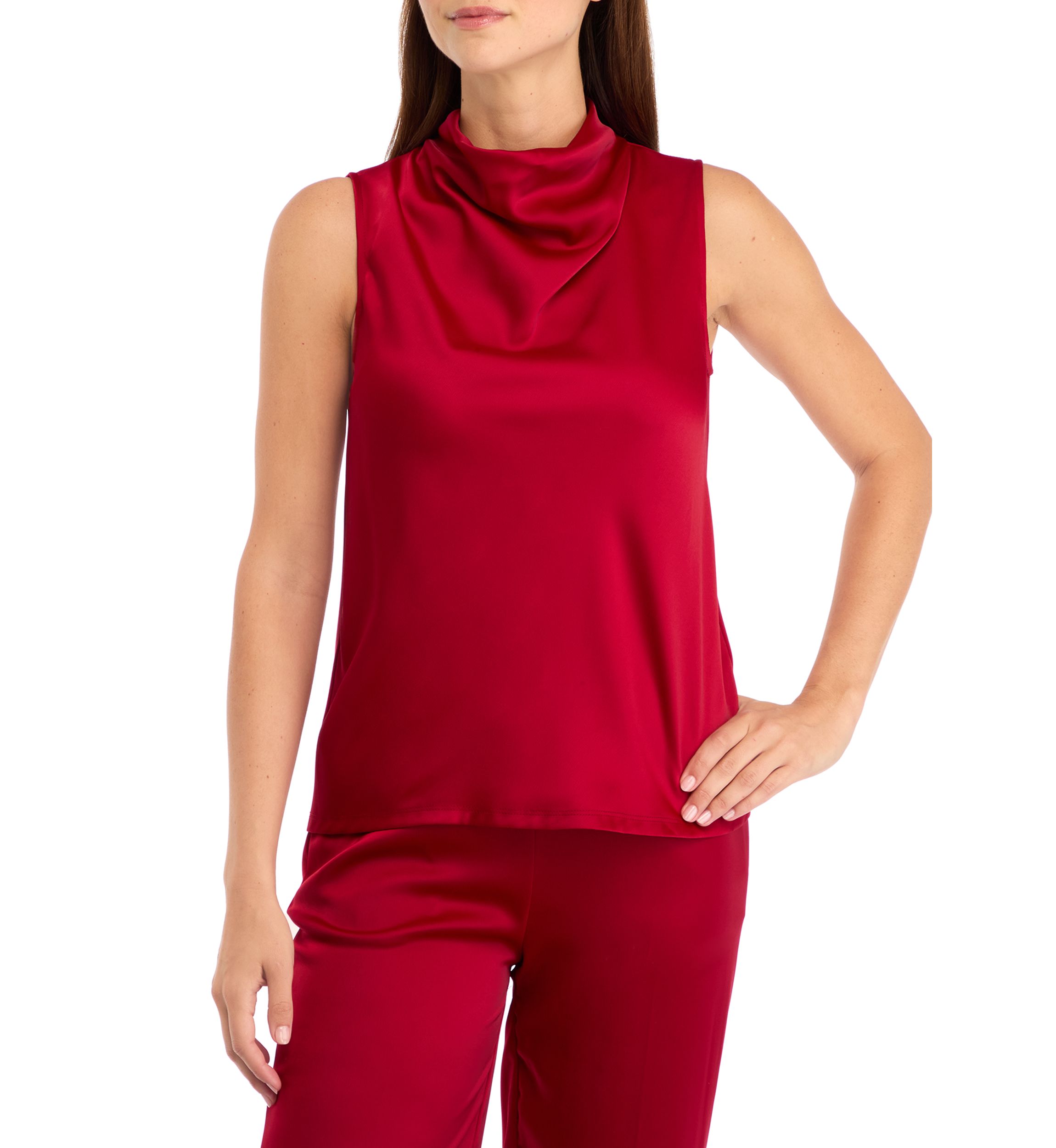 Womens Sleeveless Cowl Neck Halter Top