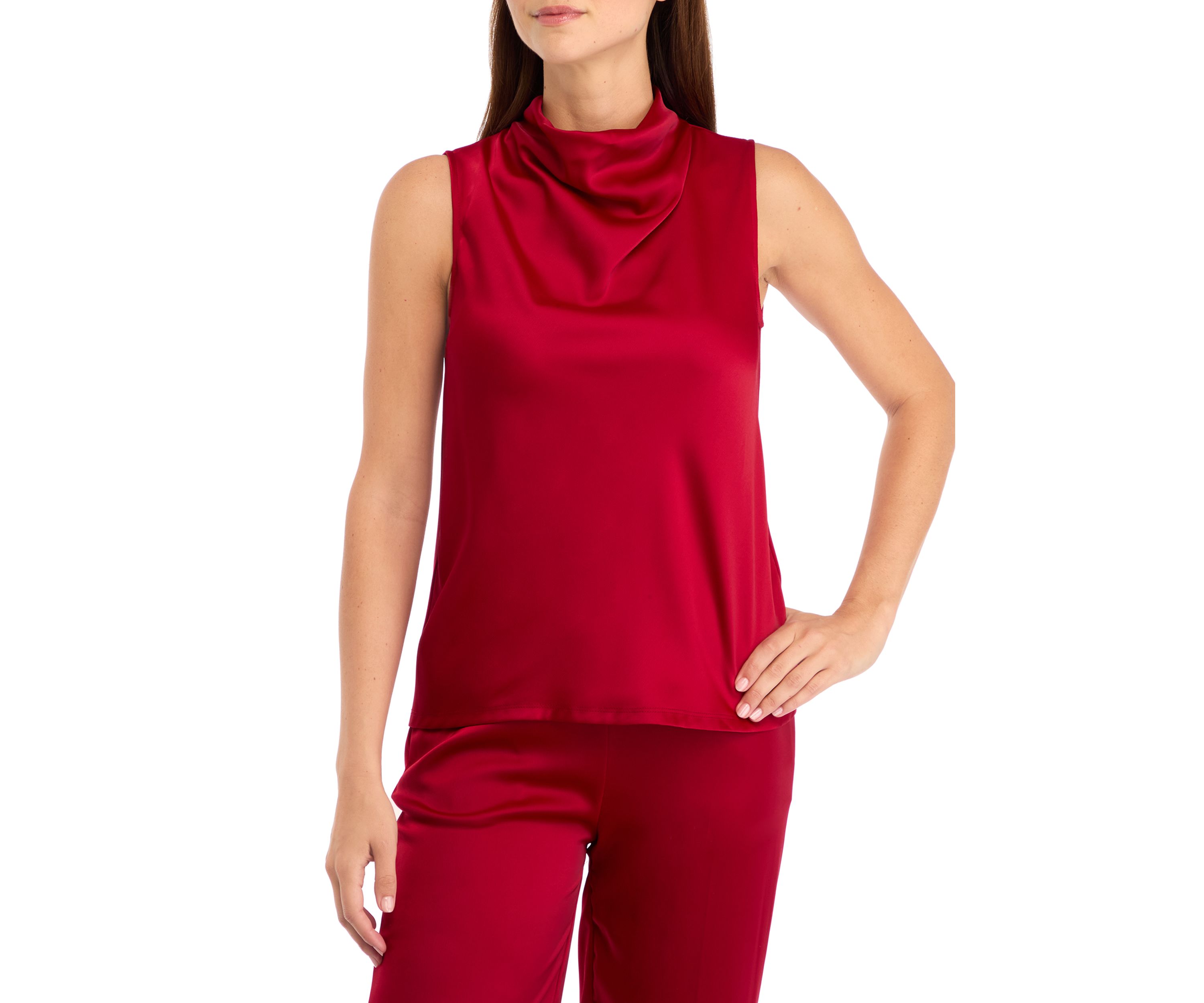 Petite Sleeveless Cowl Neck Blouse