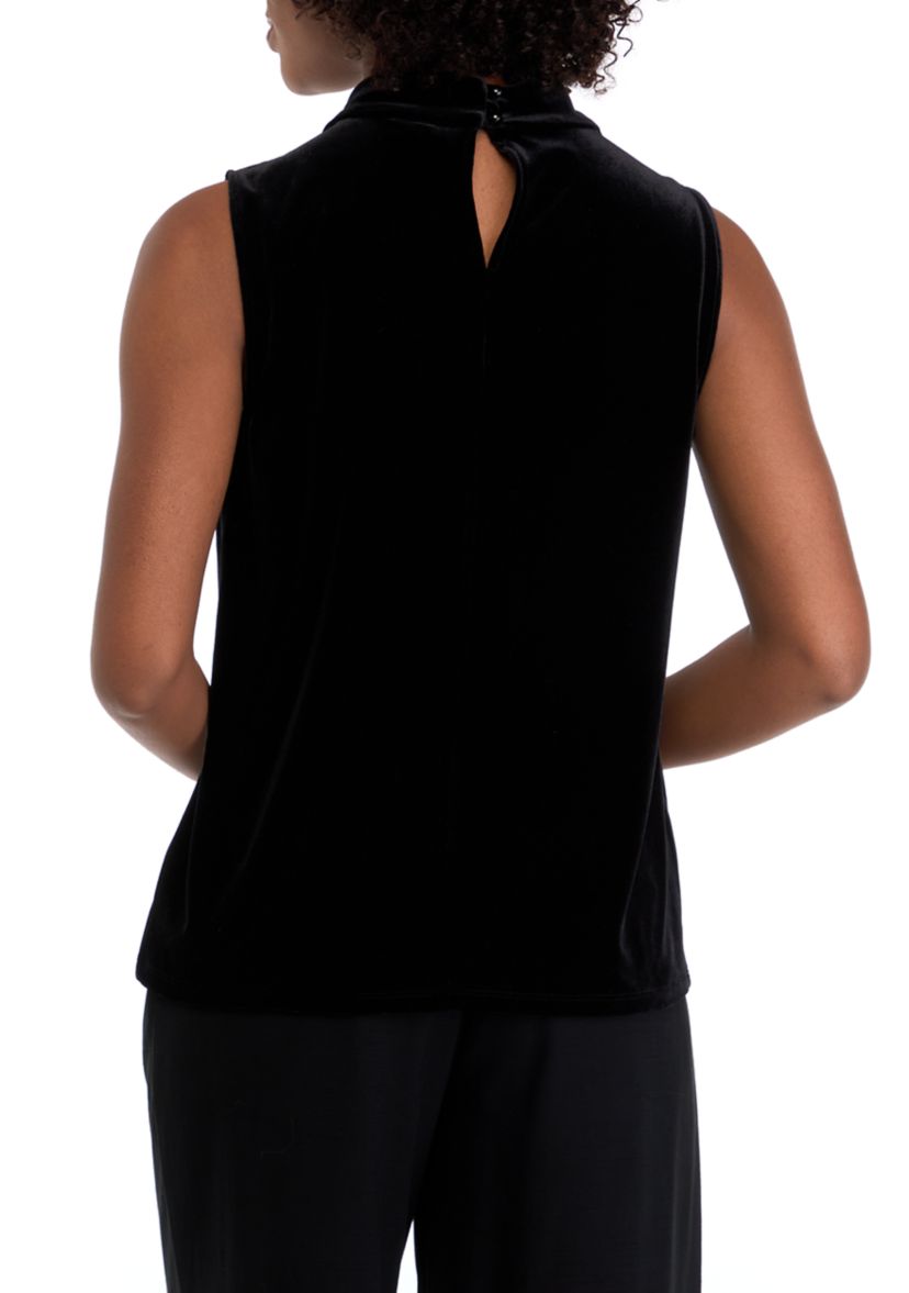 Womens Sleeveless Cowl Neck Velvet Top