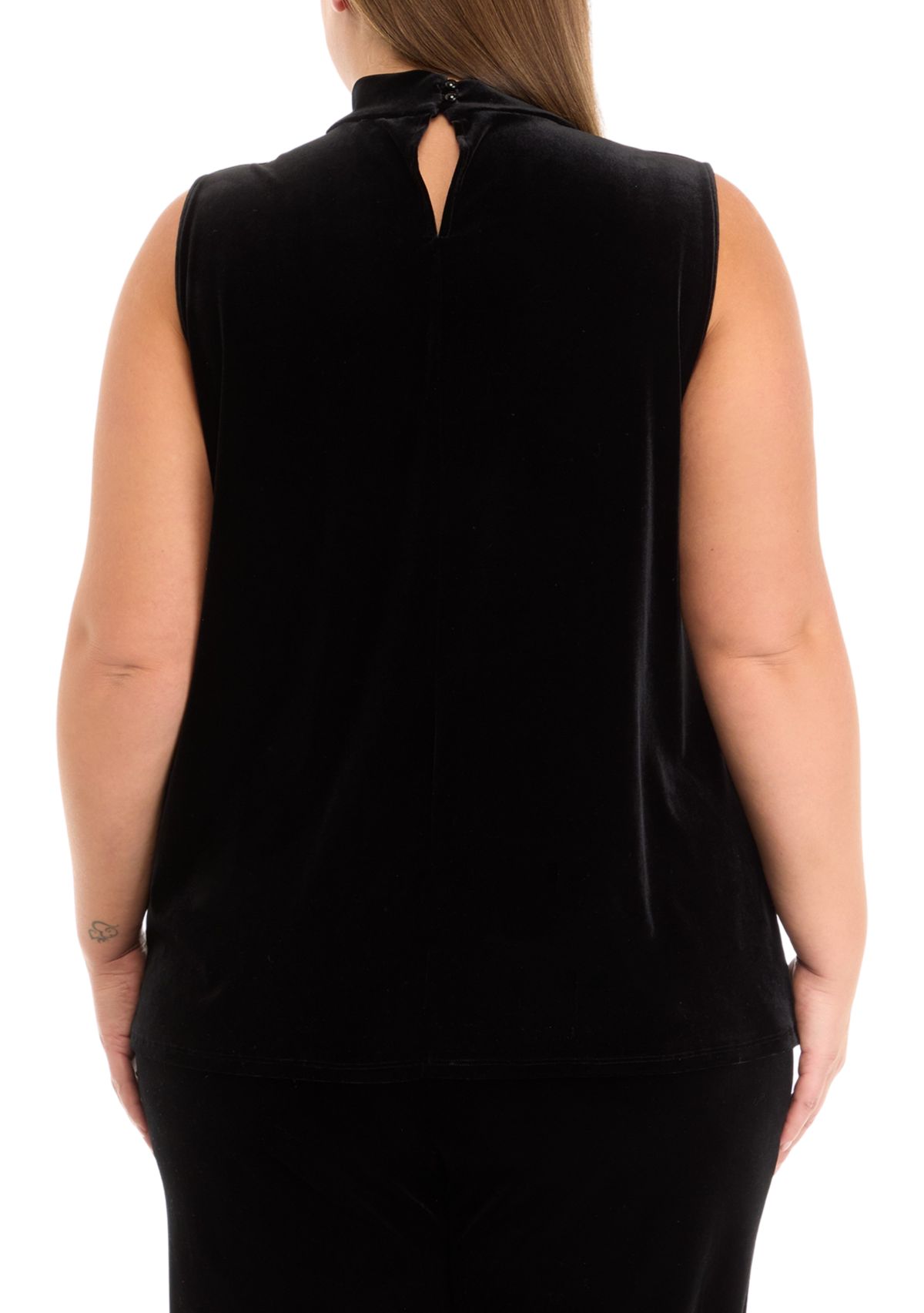 Plus Size Sleeveless Cowl Neck Velvet Top 