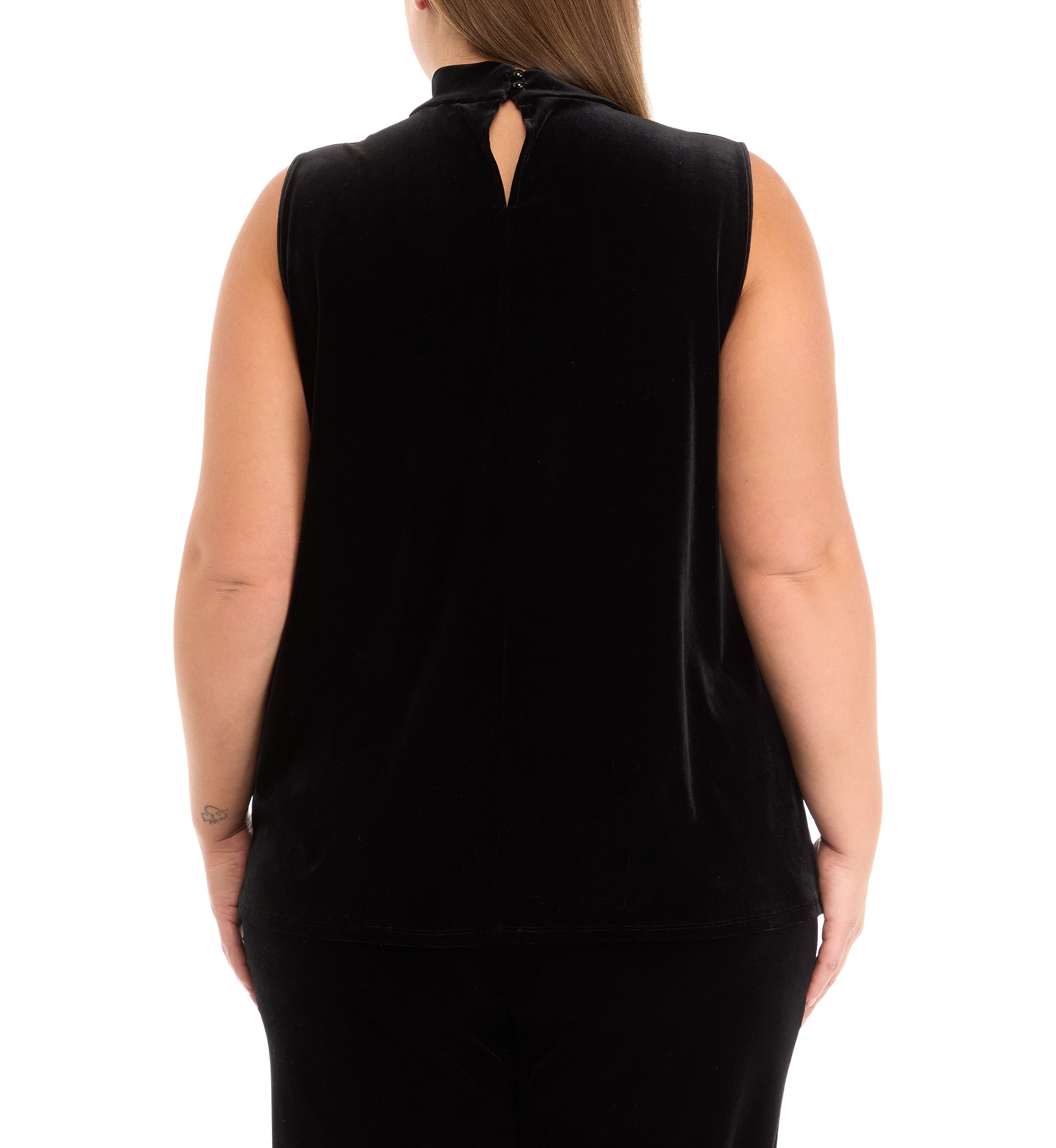 Plus Size Sleeveless Cowl Neck Velvet Top 