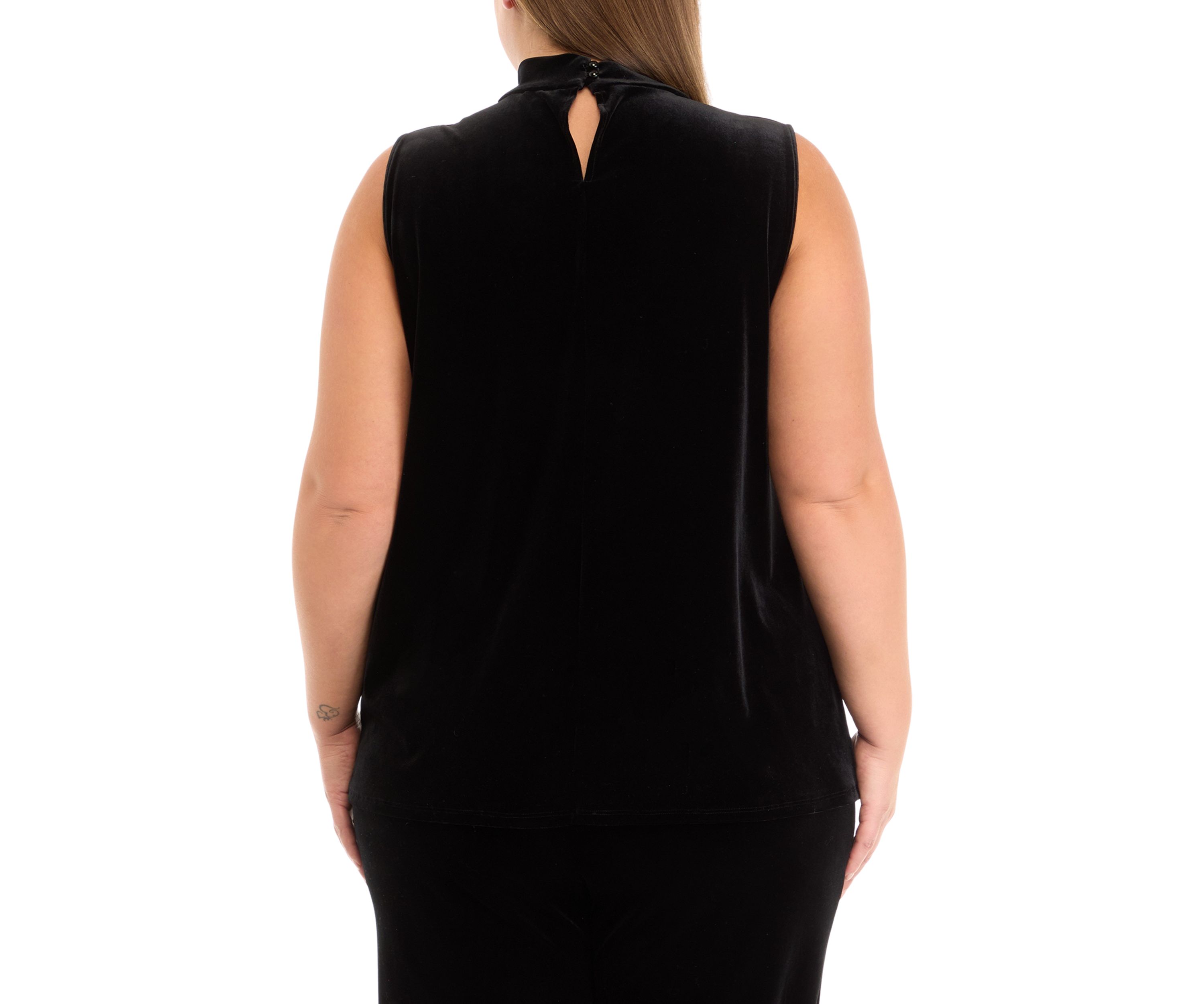 Plus Size Sleeveless Cowl Neck Velvet Top 