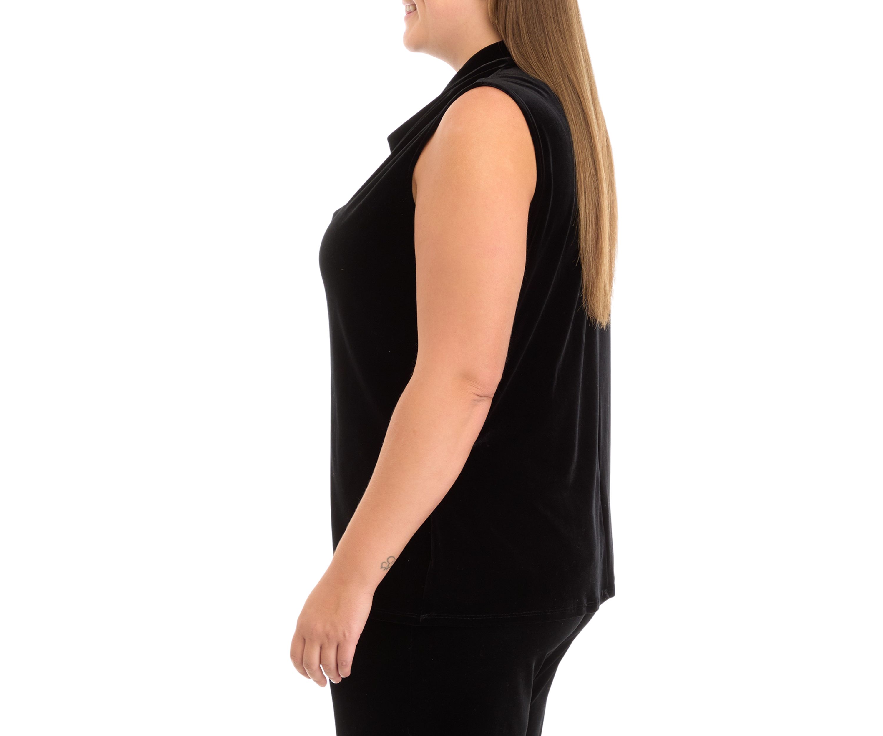 Plus Size Sleeveless Cowl Neck Velvet Top 