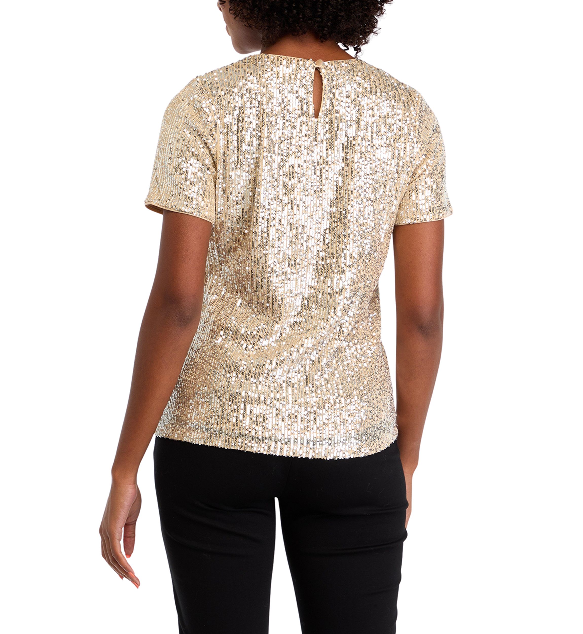 Petite Short Sleeve Sequin T-Shirt