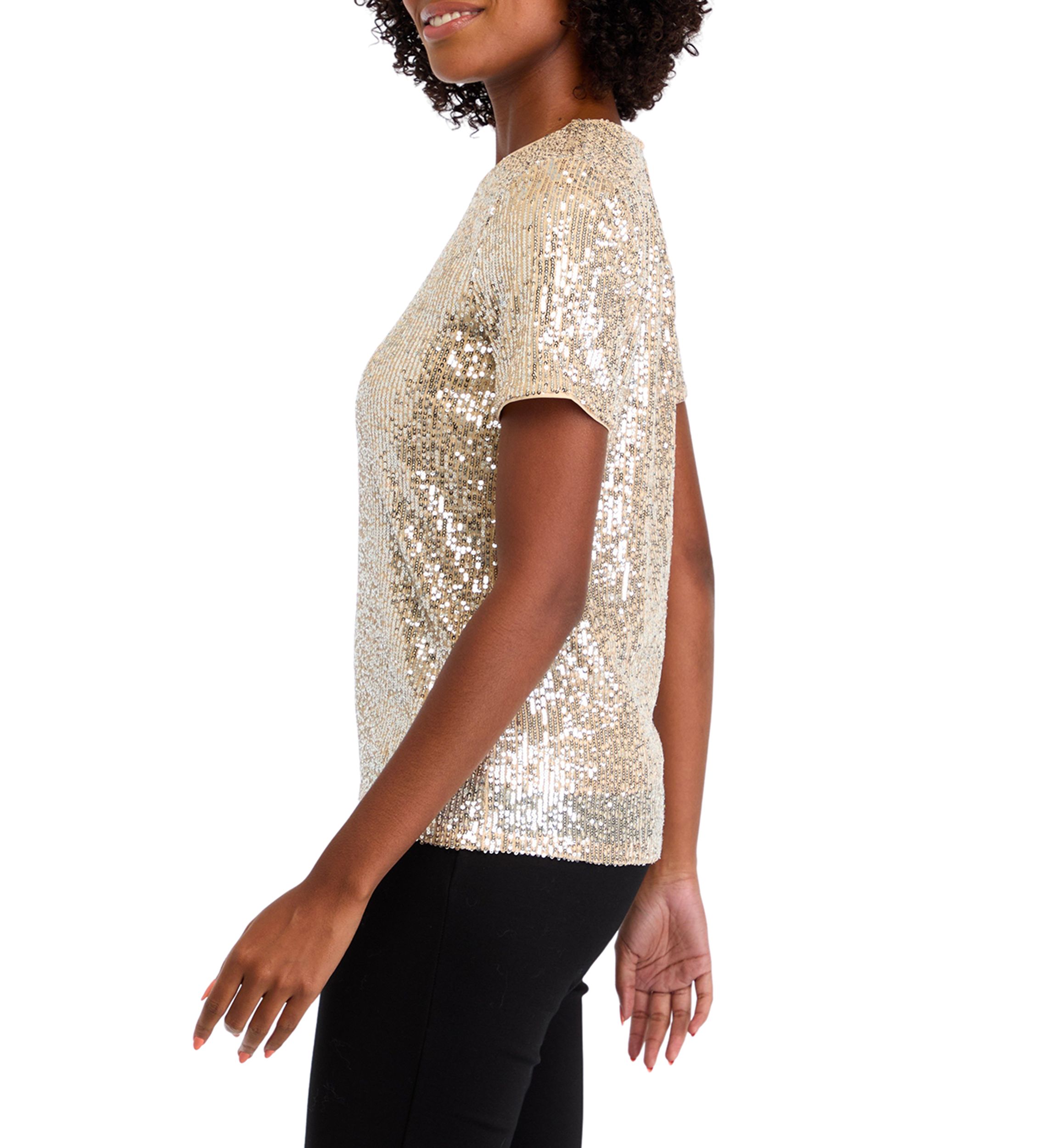 Petite Short Sleeve Sequin T-Shirt