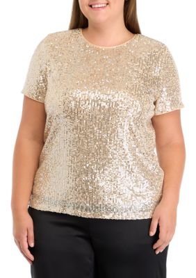 THE LIMITED Women's Plus Size Sequin T-Shirt